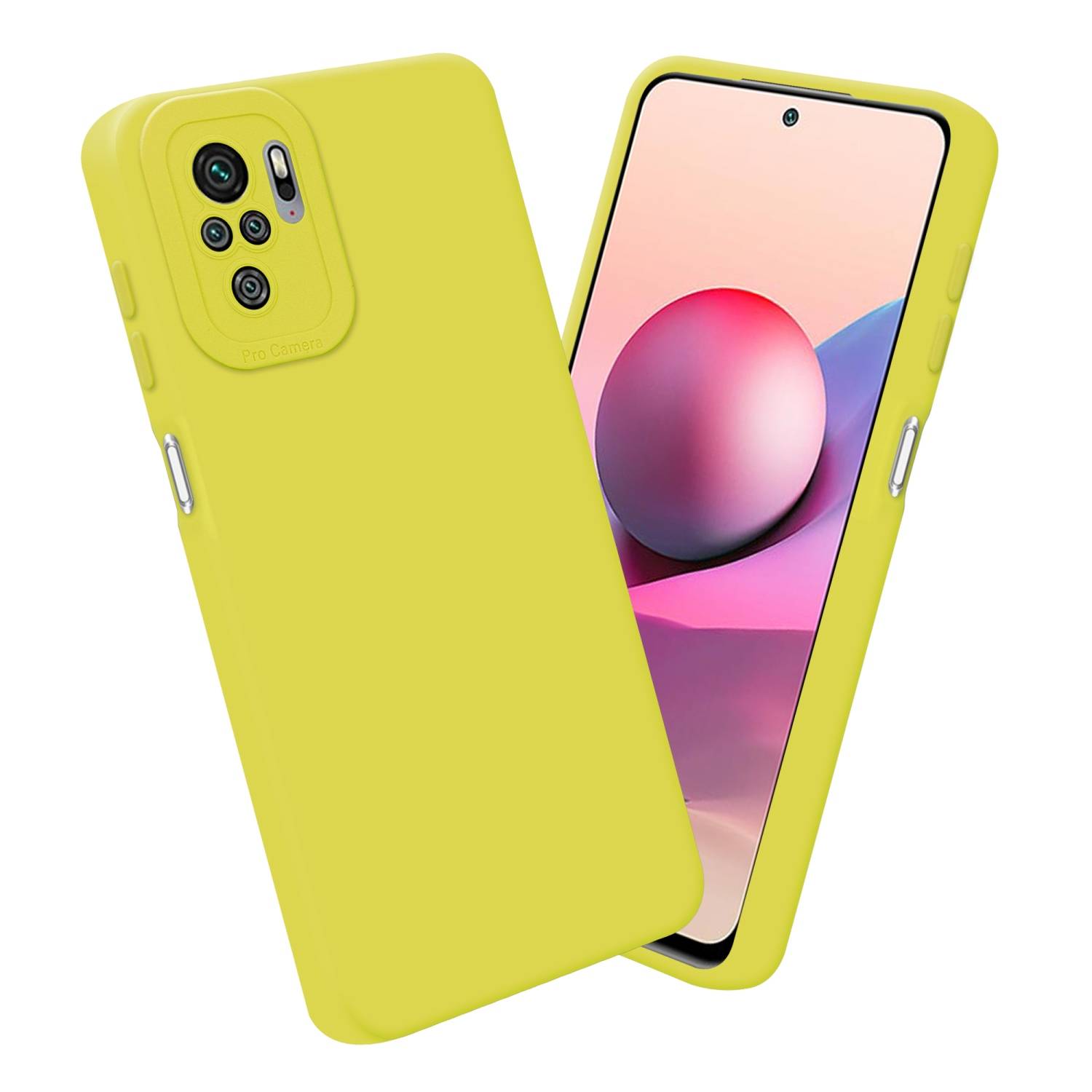 Cadorabo Hülle für Xiaomi RedMi NOTE 10 4G / RedMi NOTE 10S Schutz Hülle in Gelb TPU Silikon Etui Case Handyhülle