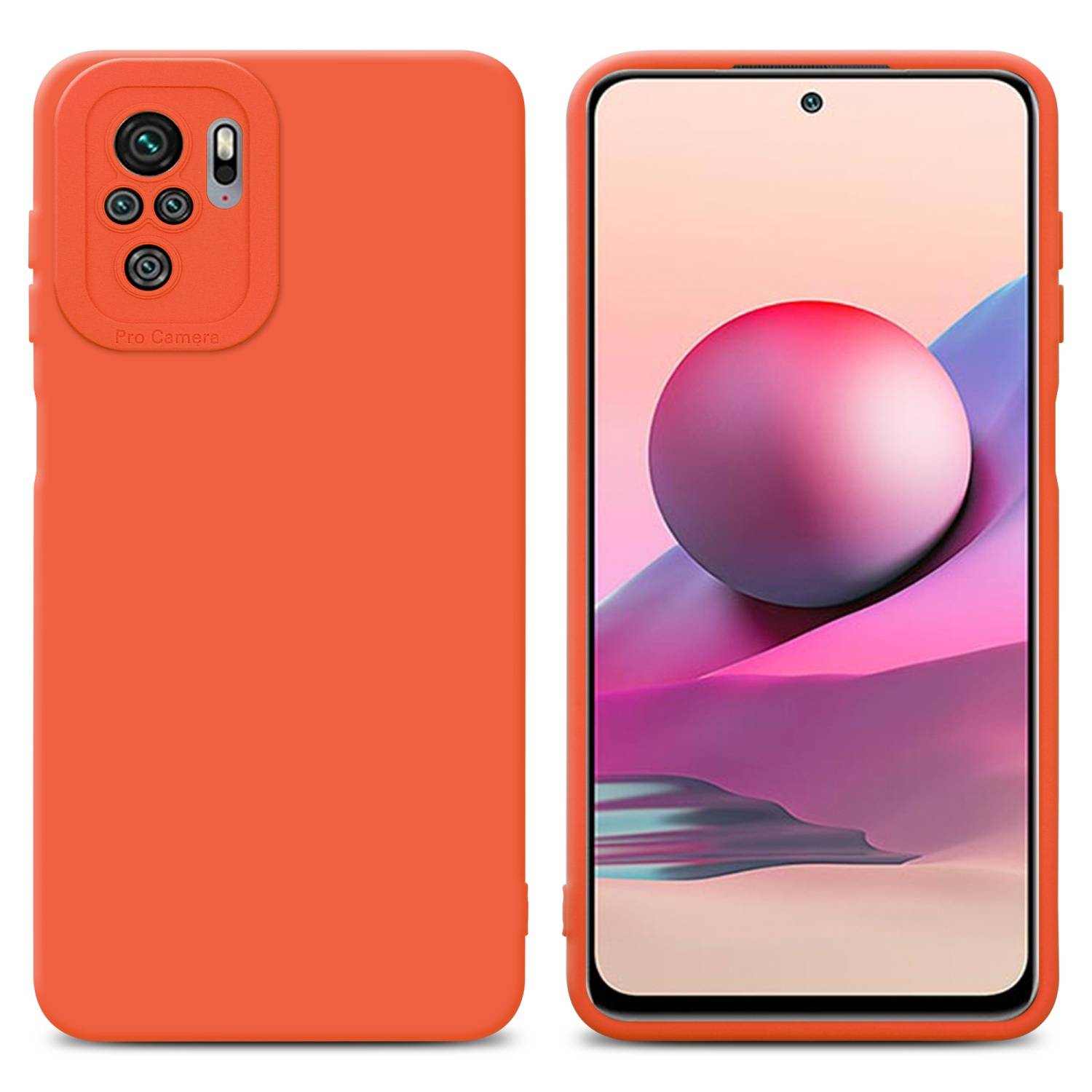 Cadorabo Hülle für Xiaomi RedMi NOTE 10 4G / RedMi NOTE 10S Schutz Hülle in Orange TPU Silikon Etui Case Handyhülle