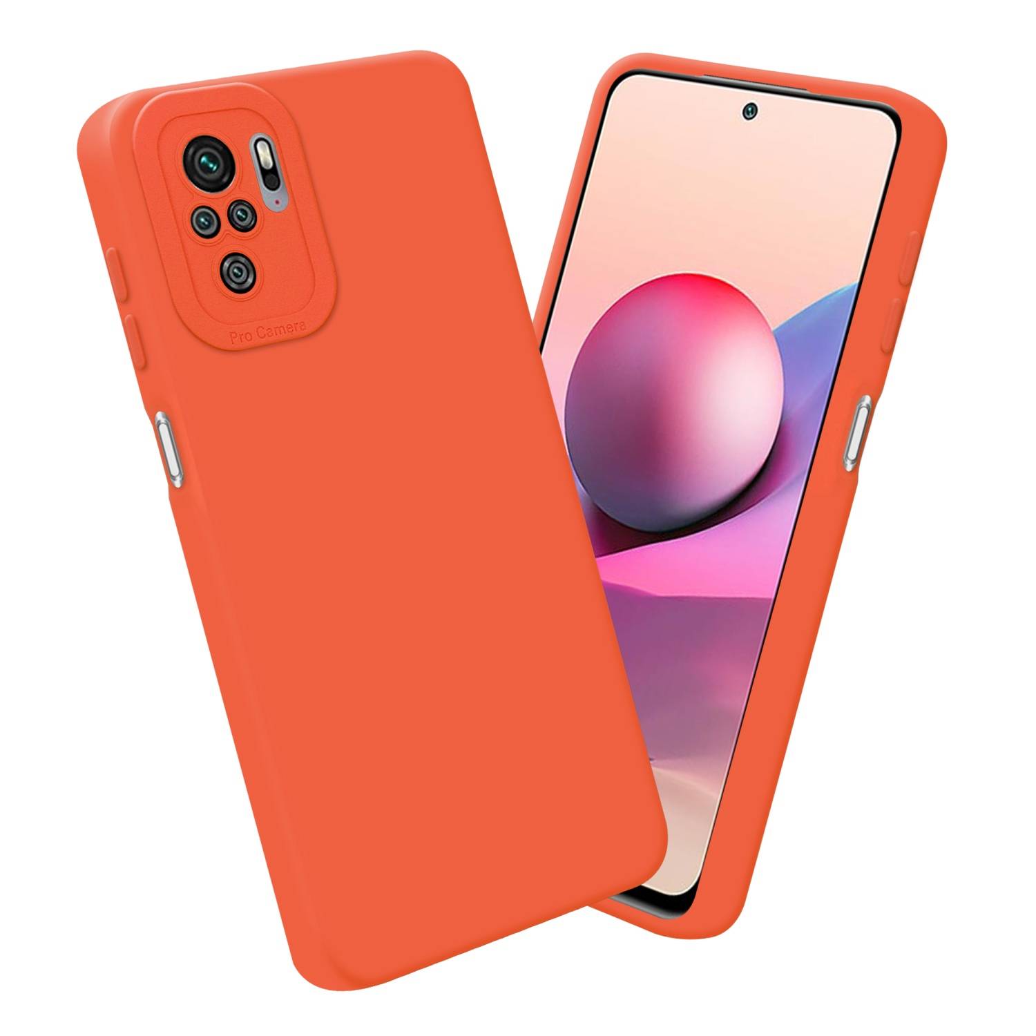 Cadorabo Hülle für Xiaomi RedMi NOTE 10 4G / RedMi NOTE 10S Schutz Hülle in Orange TPU Silikon Etui Case Handyhülle