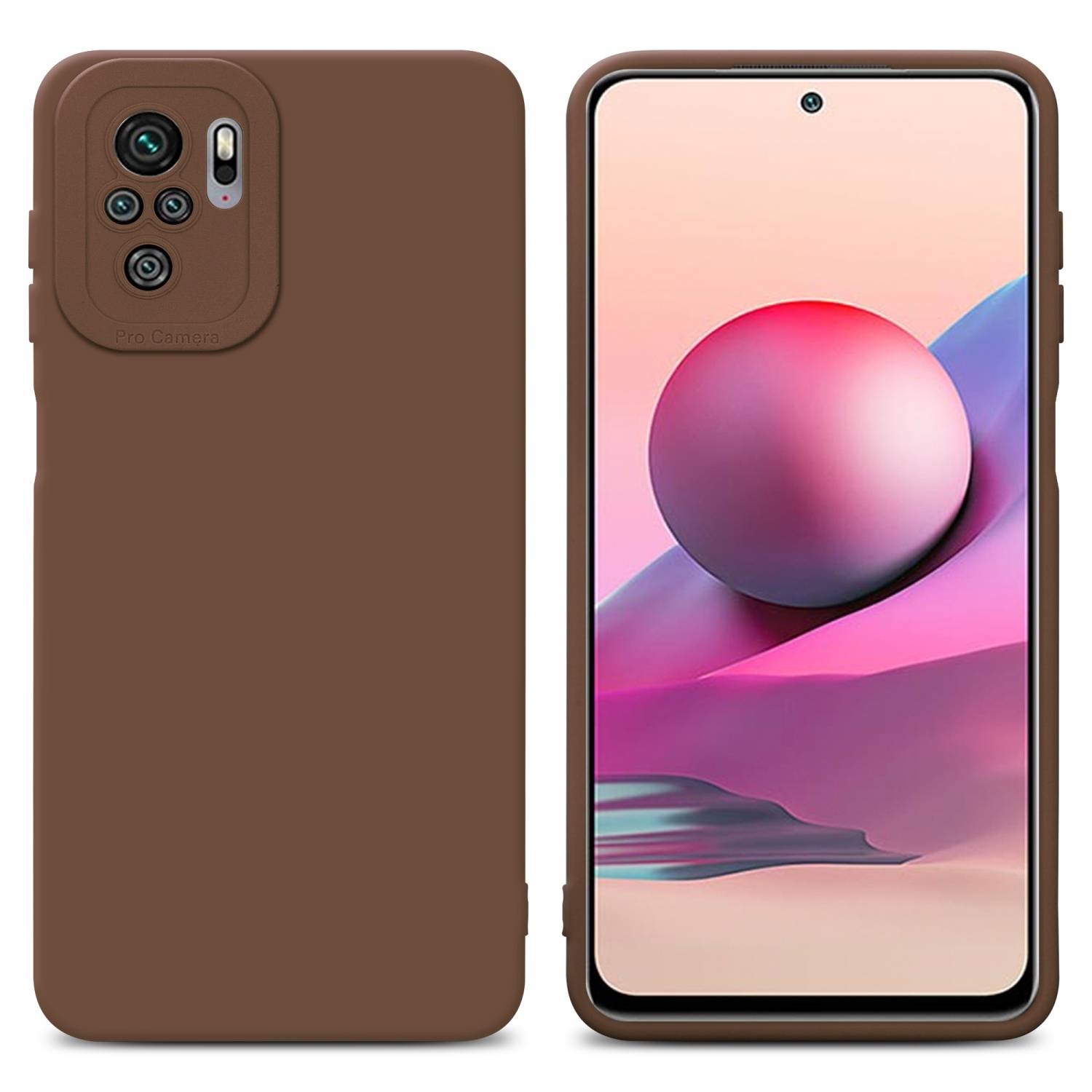 Cadorabo Hülle für Xiaomi RedMi NOTE 10 4G / RedMi NOTE 10S Schutz Hülle in Braun TPU Silikon Etui Case Handyhülle
