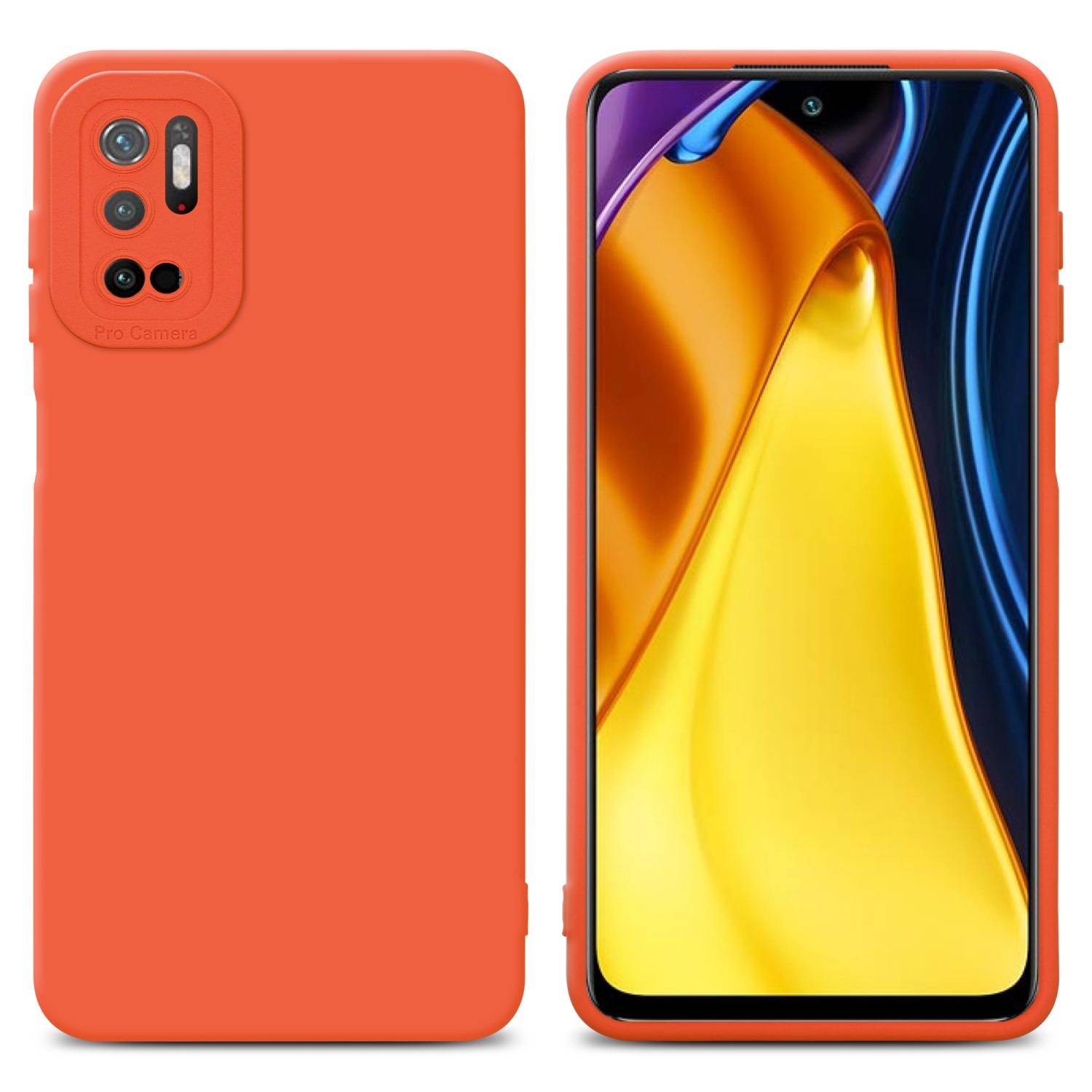 Cadorabo Hülle für Xiaomi RedMi NOTE 10 5G / POCO M3 PRO 5G Schutz Hülle in Orange TPU Silikon Etui Case Handyhülle