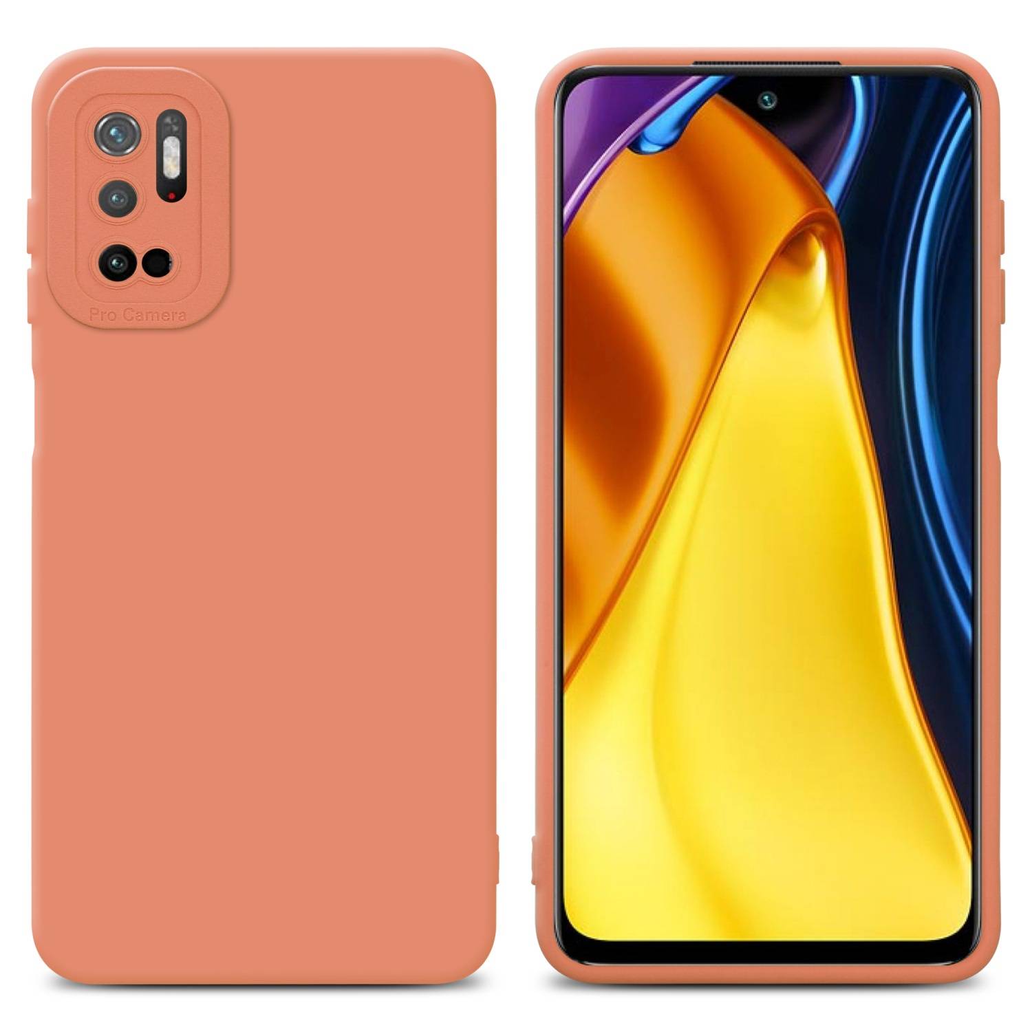 Cadorabo Hülle für Xiaomi RedMi NOTE 10 5G / POCO M3 PRO 5G Schutz Hülle in Orange TPU Silikon Etui Case Handyhülle