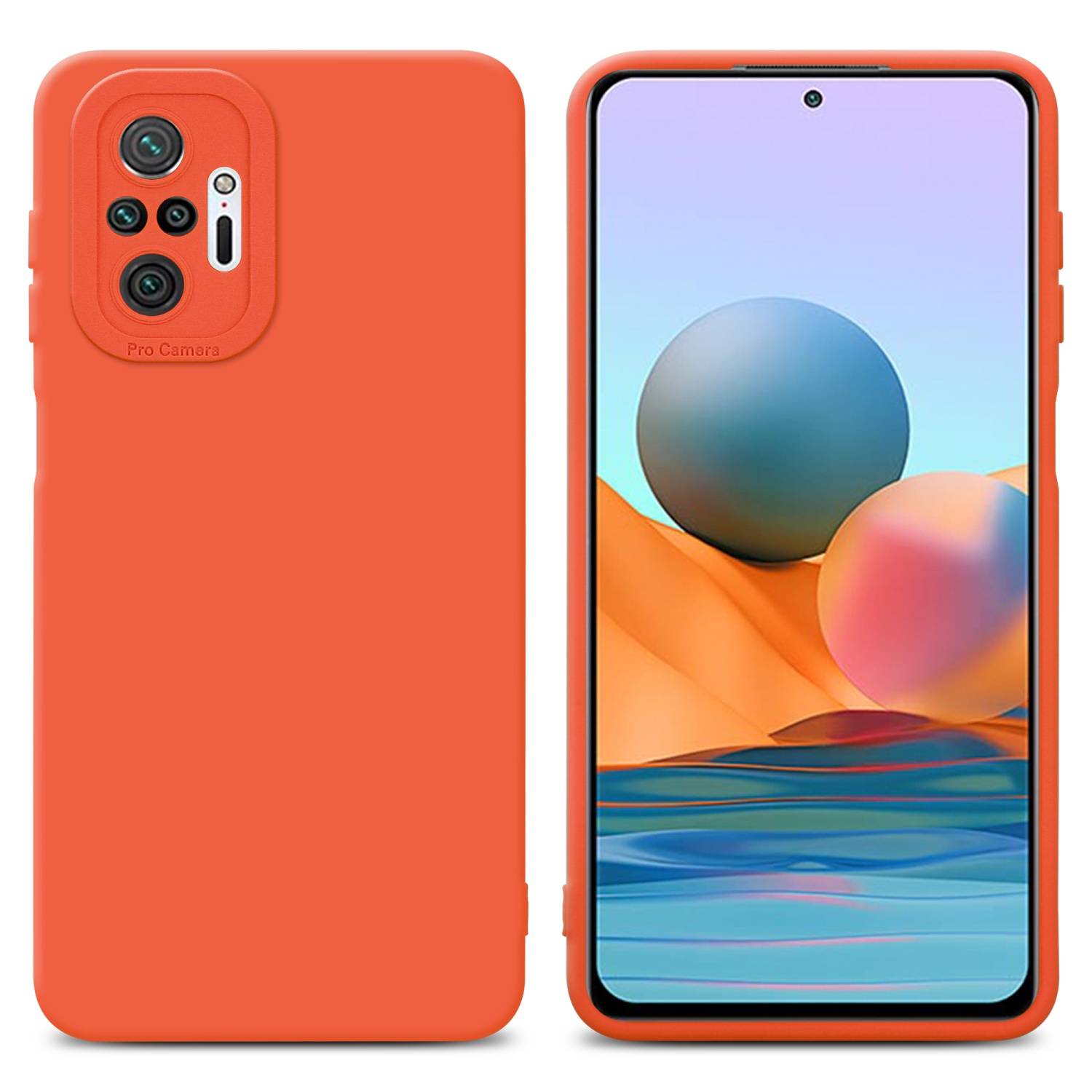 Cadorabo Hülle für Xiaomi RedMi NOTE 10 PRO Schutz Hülle in Orange TPU Silikon Etui Case Handyhülle