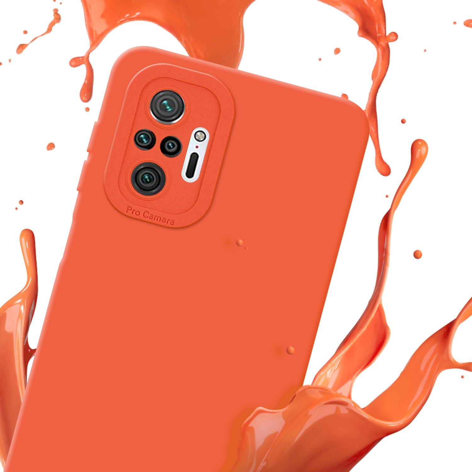 Cadorabo Hülle für Xiaomi RedMi NOTE 10 PRO Schutz Hülle in Orange TPU Silikon Etui Case Handyhülle