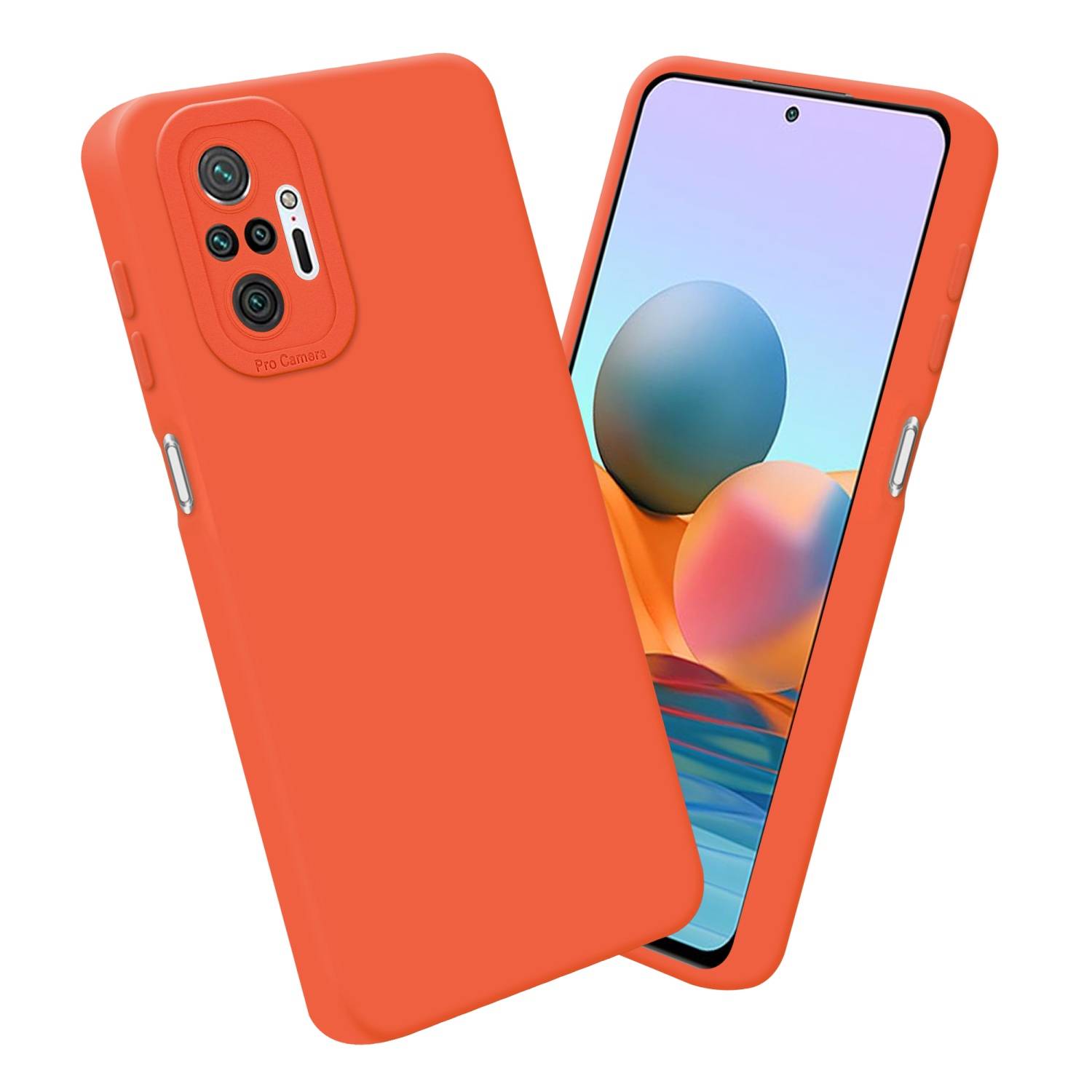 Cadorabo Hülle für Xiaomi RedMi NOTE 10 PRO Schutz Hülle in Orange TPU Silikon Etui Case Handyhülle