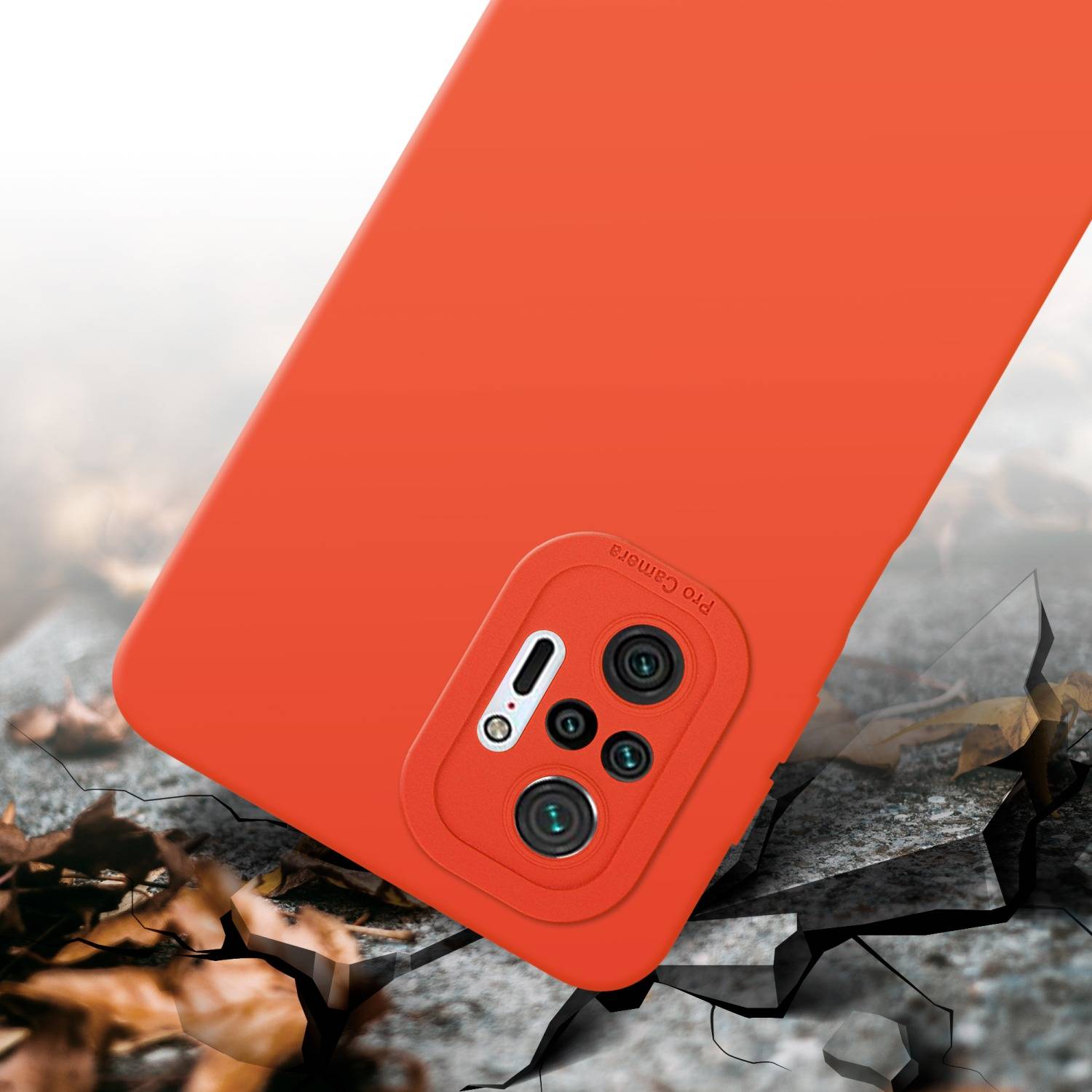 Cadorabo Hülle für Xiaomi RedMi NOTE 10 PRO Schutz Hülle in Orange TPU Silikon Etui Case Handyhülle