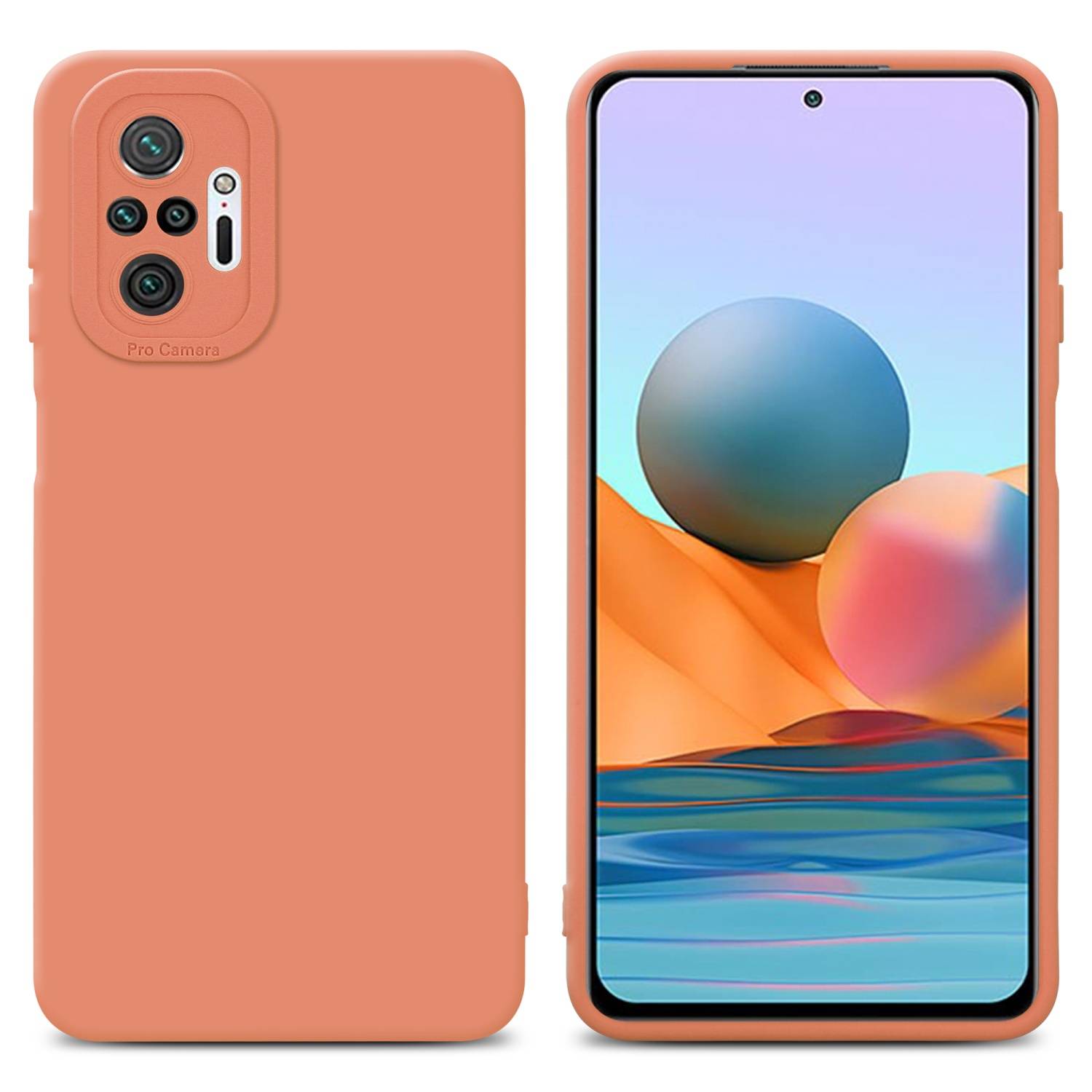 Cadorabo Hülle für Xiaomi RedMi NOTE 10 PRO Schutz Hülle in Orange TPU Silikon Etui Case Handyhülle