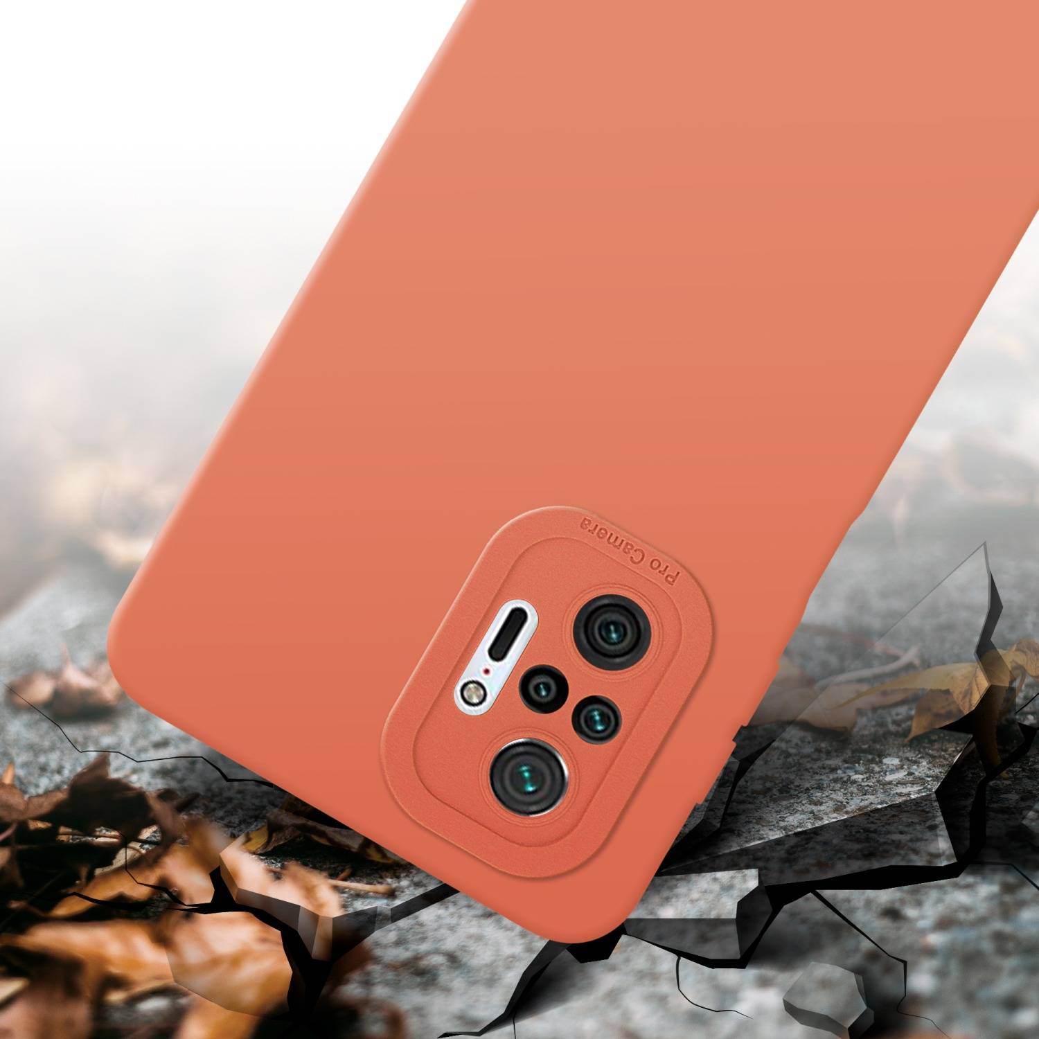 Cadorabo Hülle für Xiaomi RedMi NOTE 10 PRO Schutz Hülle in Orange TPU Silikon Etui Case Handyhülle