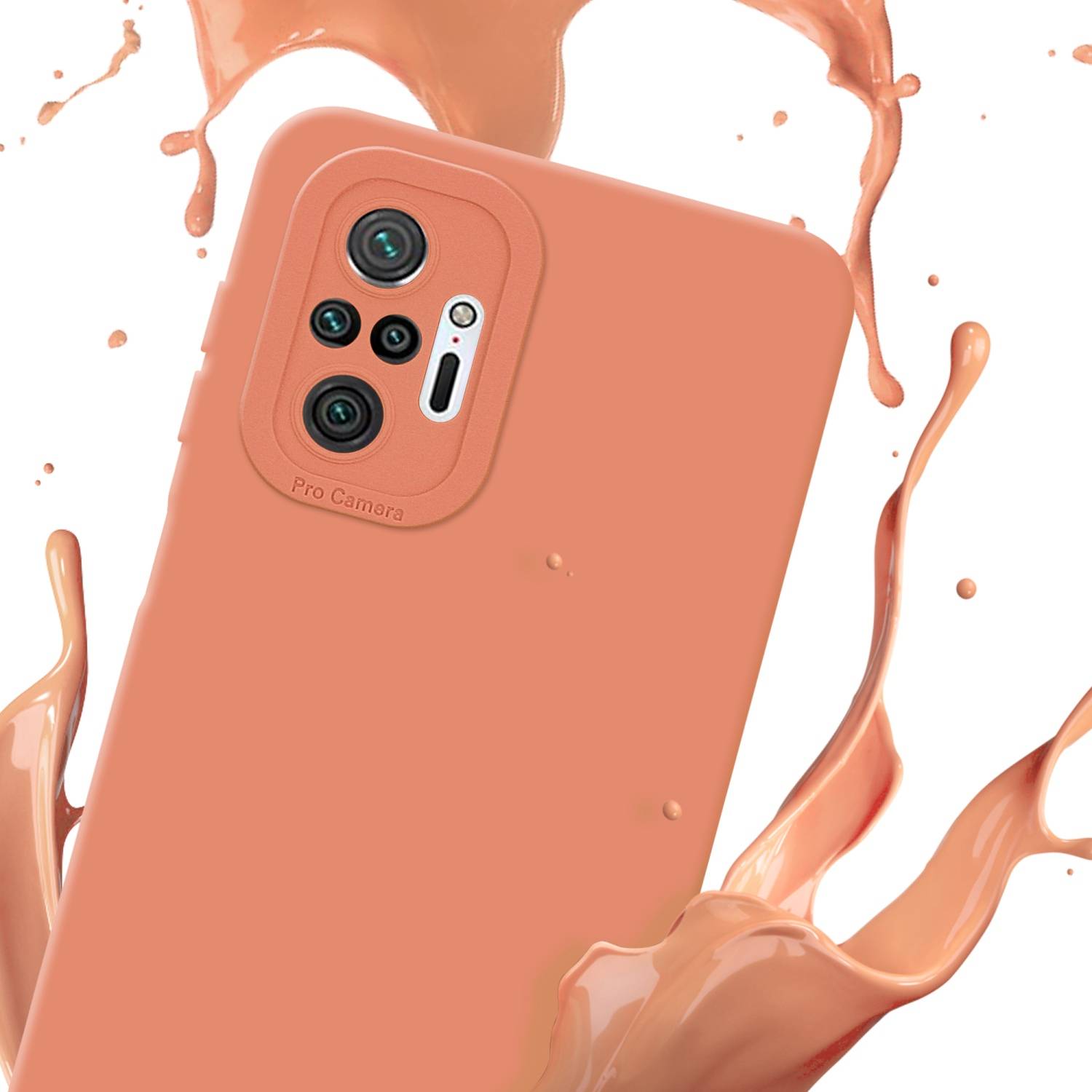 Cadorabo Hülle für Xiaomi RedMi NOTE 10 PRO Schutz Hülle in Orange TPU Silikon Etui Case Handyhülle