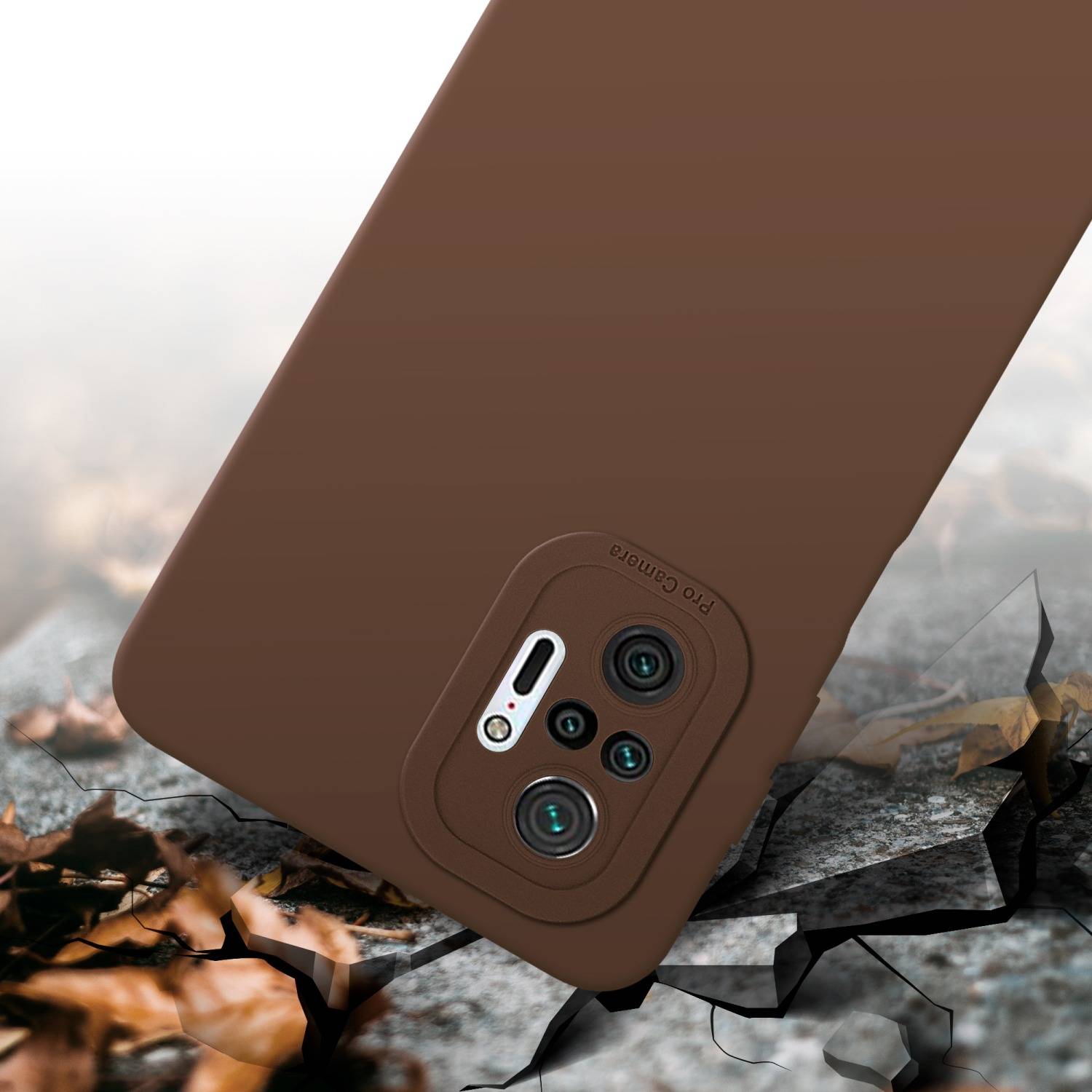 Cadorabo Hülle für Xiaomi RedMi NOTE 10 PRO Schutz Hülle in Braun TPU Silikon Etui Case Handyhülle