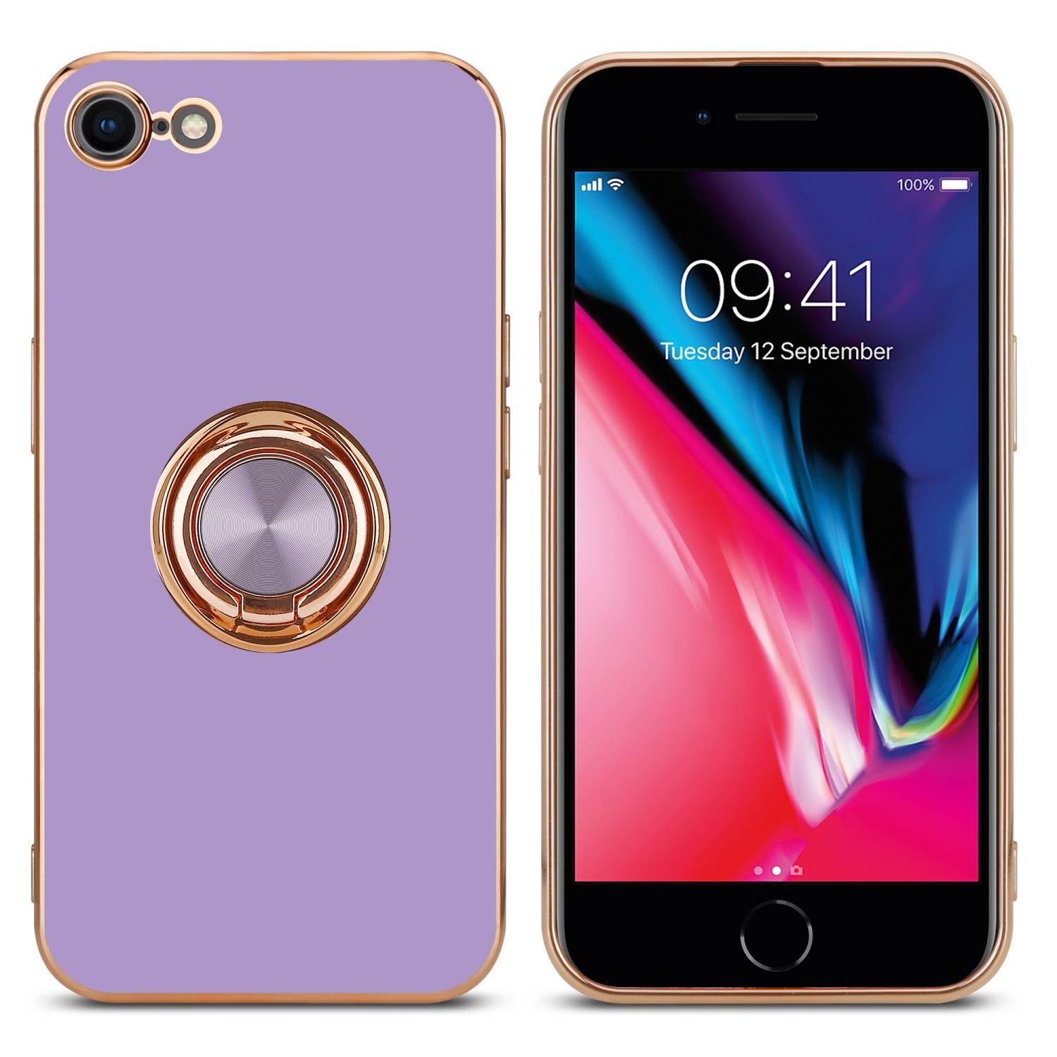 Cadorabo Schutzhülle für Apple iPhone 7 / 7S / 8 / SE 2020 Hülle in Lila Etui Case Cover Kameraschutz magnetische