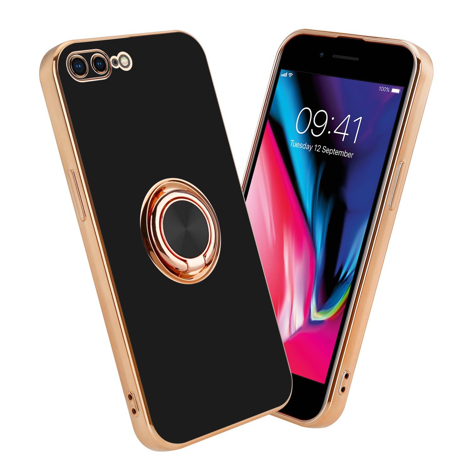 Cadorabo Schutzhülle für Apple iPhone 7 PLUS / 7S PLUS / 8 PLUS Hülle in Schwarz Etui Case Cover Kameraschutz