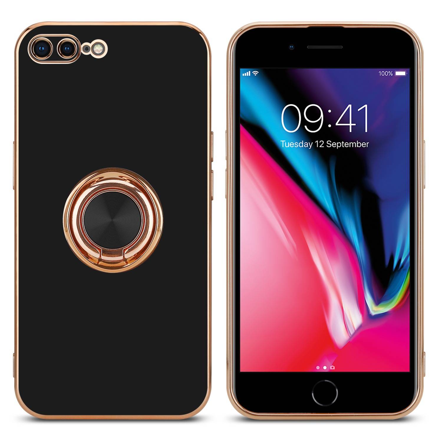 Cadorabo Schutzhülle für Apple iPhone 7 PLUS / 7S PLUS / 8 PLUS Hülle in Schwarz Etui Case Cover Kameraschutz
