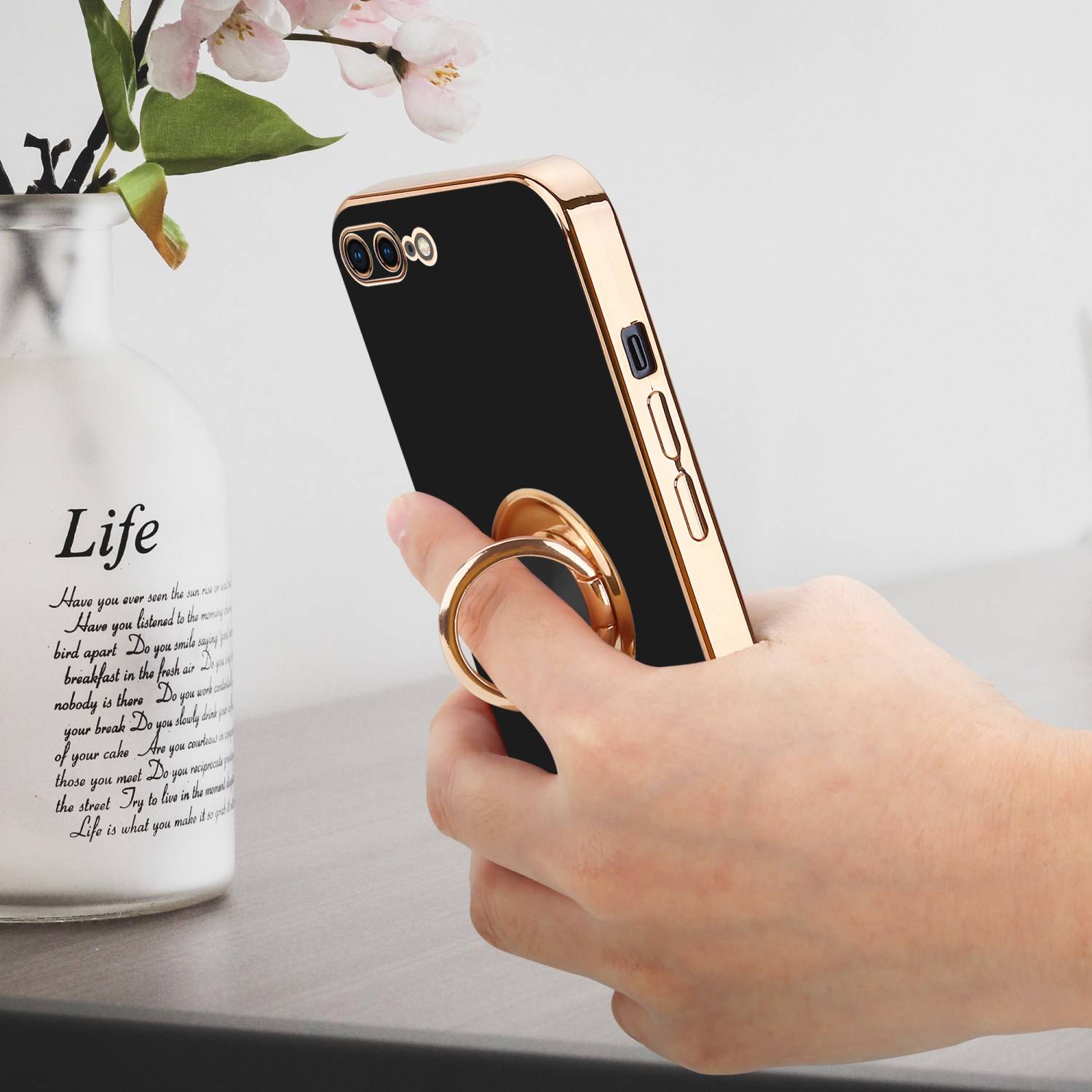 Cadorabo Schutzhülle für Apple iPhone 7 PLUS / 7S PLUS / 8 PLUS Hülle in Schwarz Etui Case Cover Kameraschutz