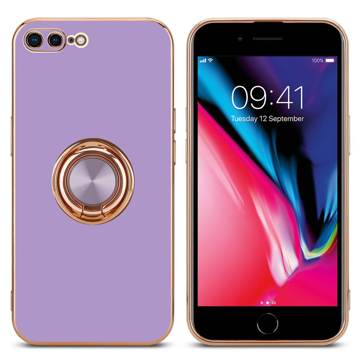 Cadorabo Schutzhülle für Apple iPhone 7 PLUS / 7S PLUS / 8 PLUS Hülle in Lila Etui Case Cover Kameraschutz magnetische