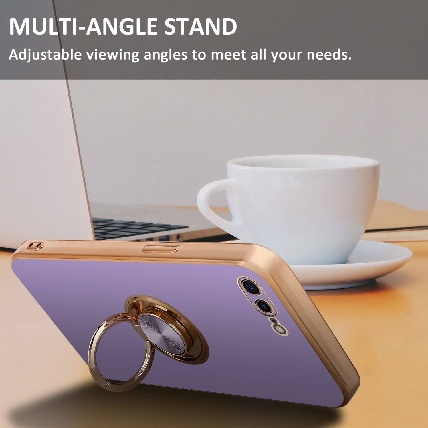 Cadorabo Schutzhülle für Apple iPhone 7 PLUS / 7S PLUS / 8 PLUS Hülle in Lila Etui Case Cover Kameraschutz magnetische
