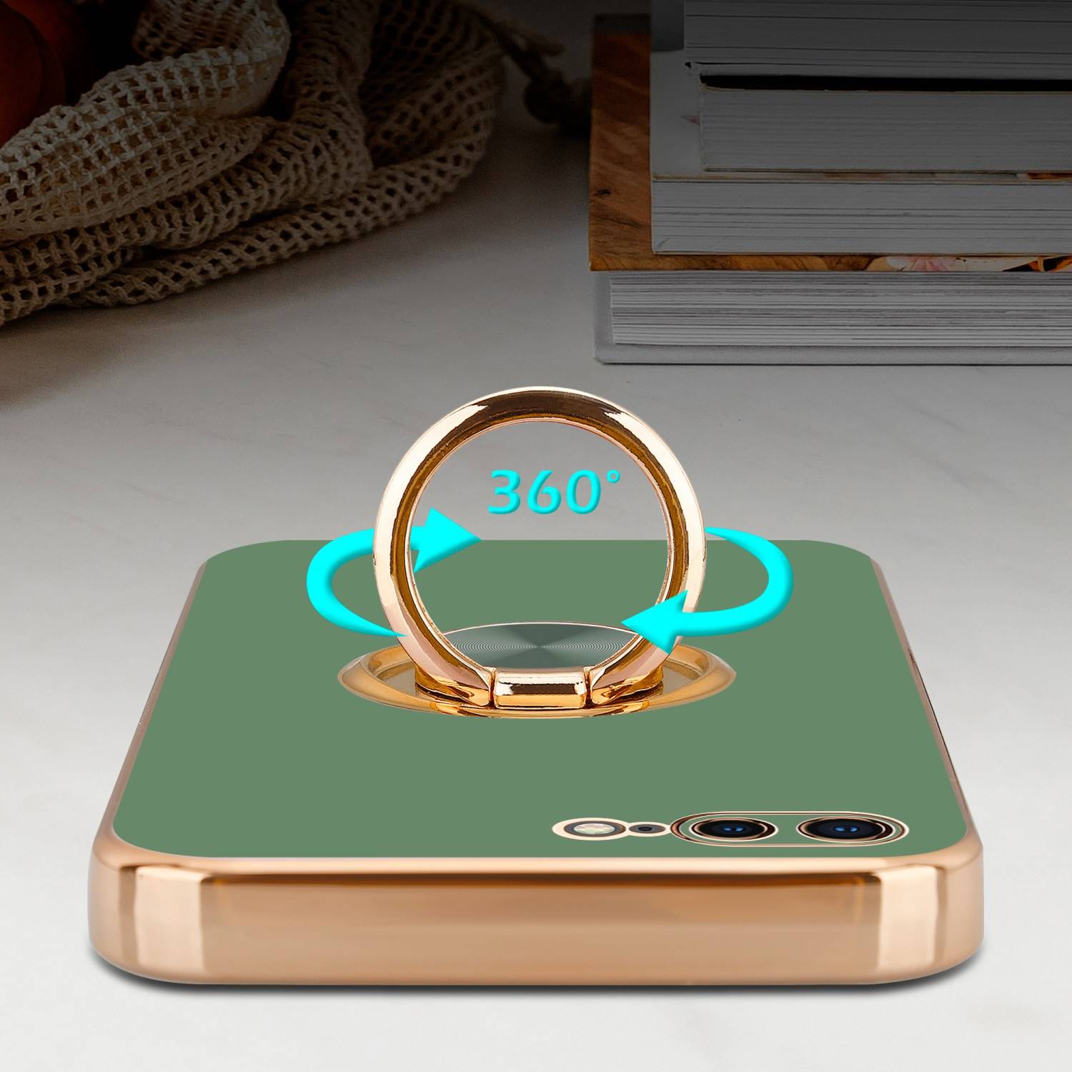 Cadorabo Schutzhülle für Apple iPhone 7 PLUS / 7S PLUS / 8 PLUS Hülle in Grün Etui Case Cover Kameraschutz magnetische