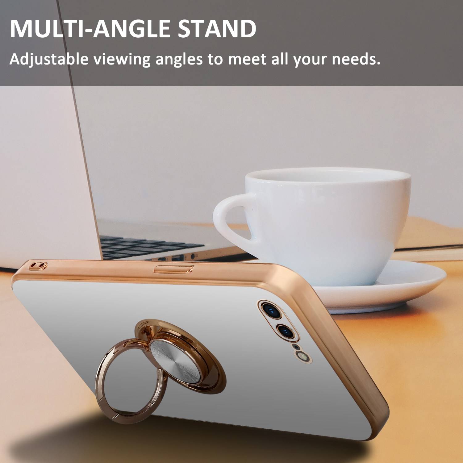 Cadorabo Schutzhülle für Apple iPhone 7 PLUS / 7S PLUS / 8 PLUS Hülle in Weiß Etui Case Cover Kameraschutz magnetische