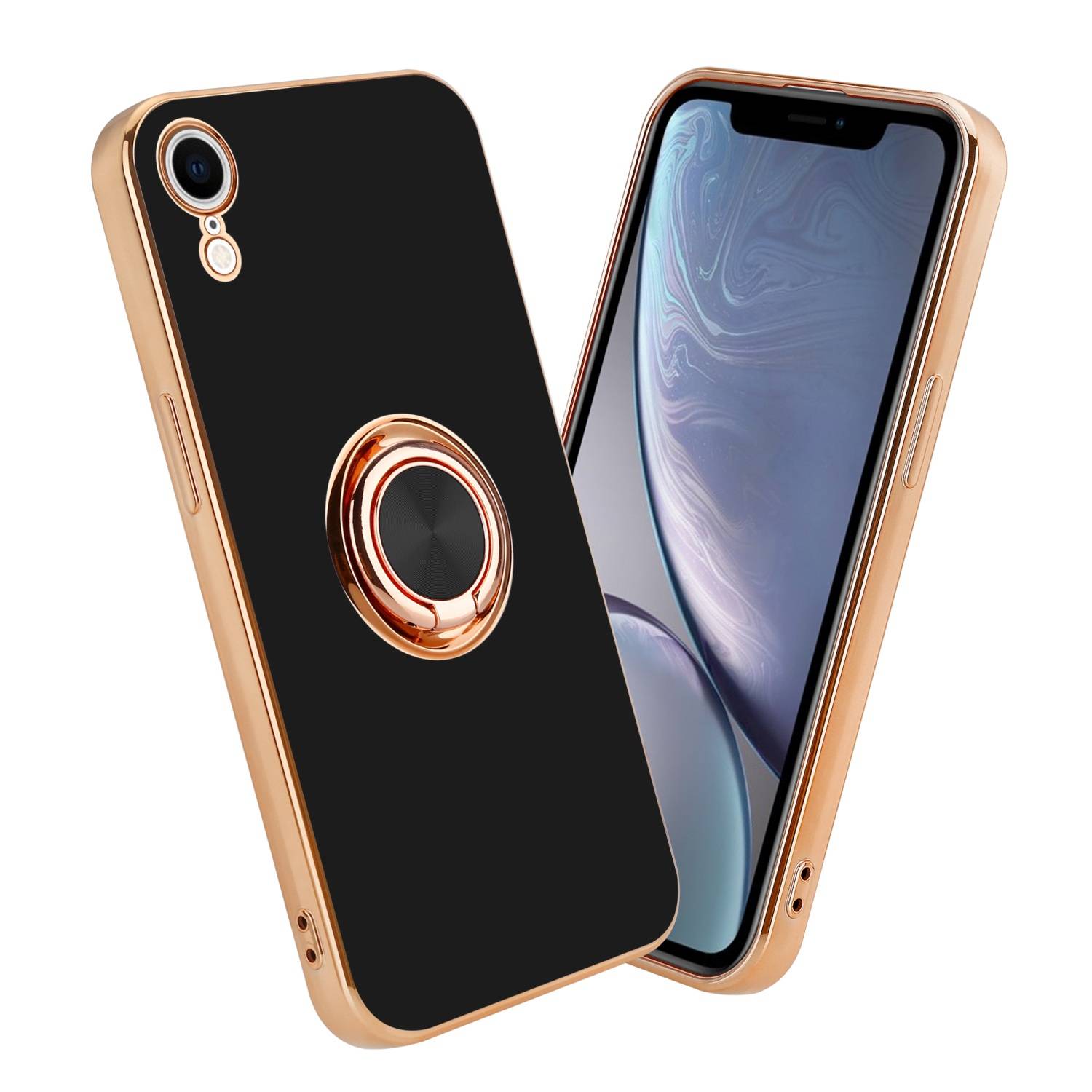 Cadorabo Schutzhülle für Apple iPhone XR Hülle in Schwarz Etui Case Cover Kameraschutz magnetische Autohalterung