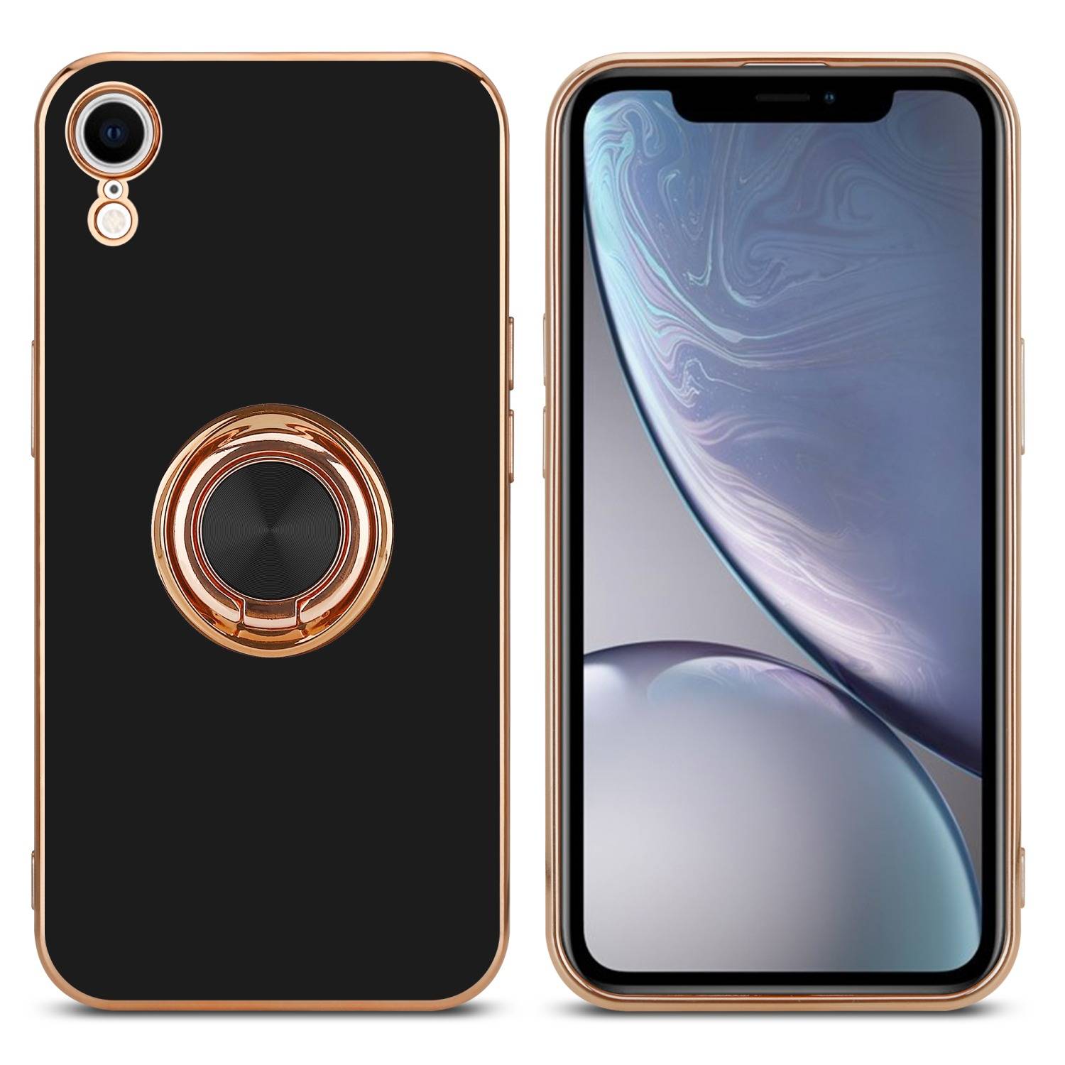 Cadorabo Schutzhülle für Apple iPhone XR Hülle in Schwarz Etui Case Cover Kameraschutz magnetische Autohalterung