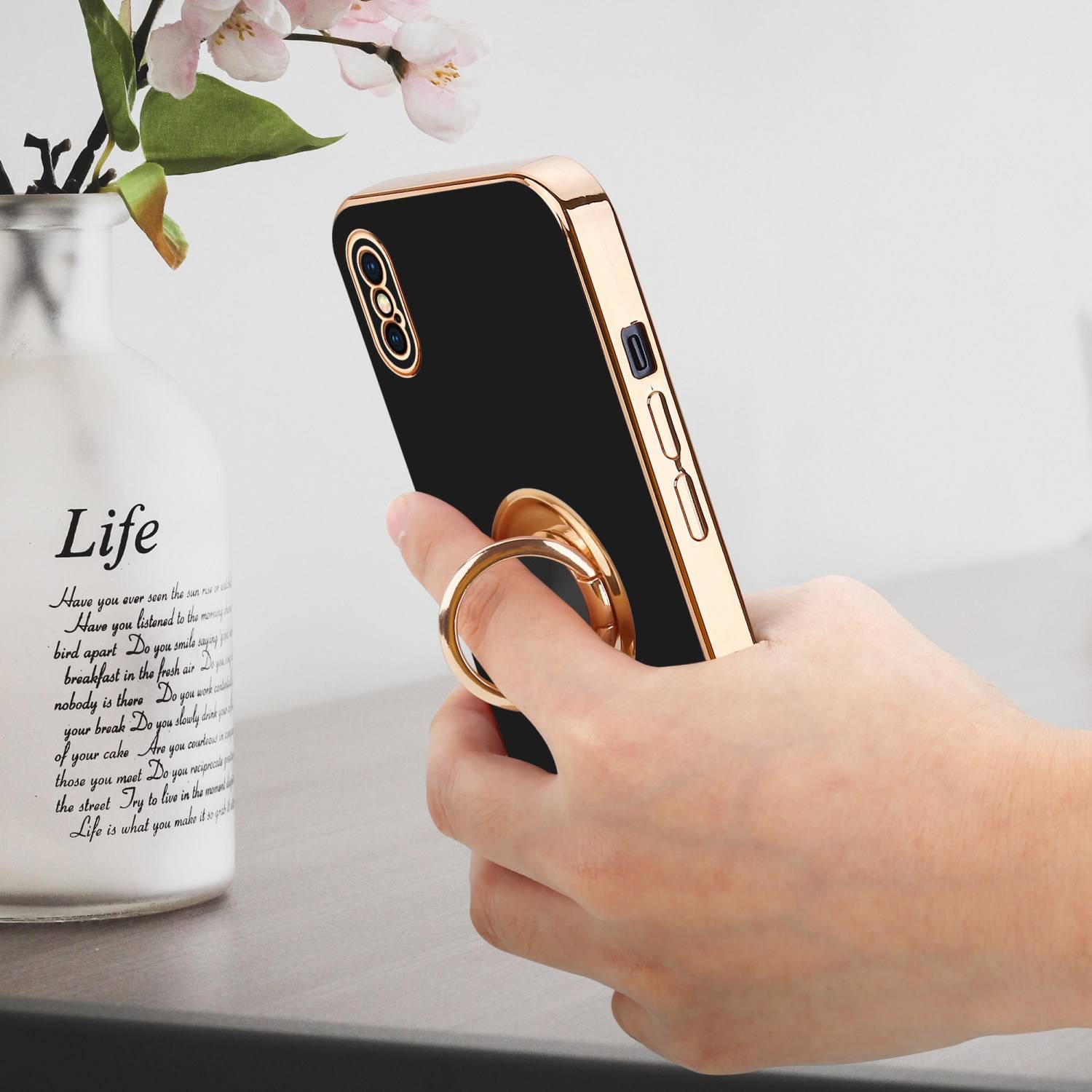 Cadorabo Schutzhülle für Apple iPhone XS MAX Hülle in Schwarz Etui Case Cover Kameraschutz magnetische Autohalterung