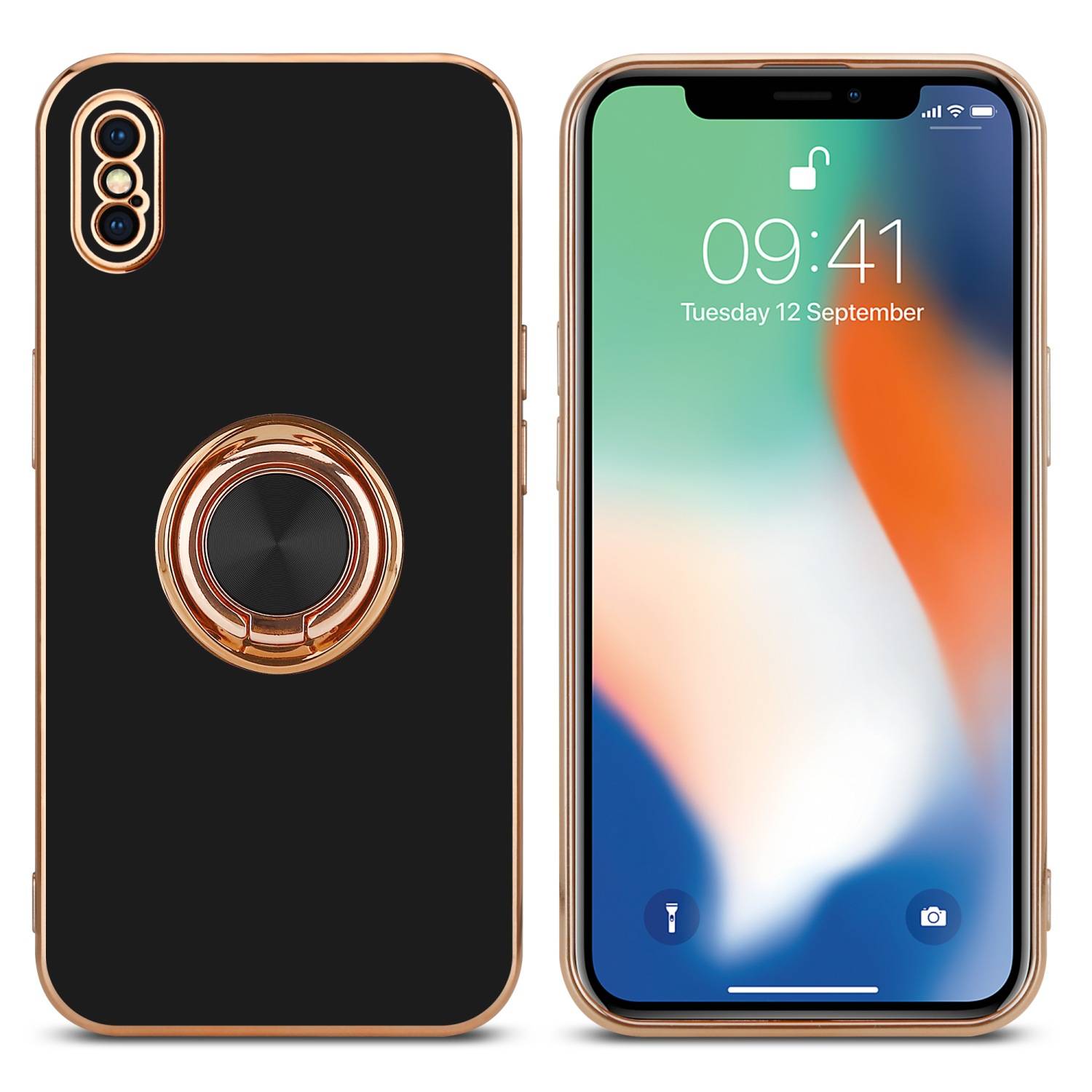 Cadorabo Schutzhülle für Apple iPhone XS MAX Hülle in Schwarz Etui Case Cover Kameraschutz magnetische Autohalterung