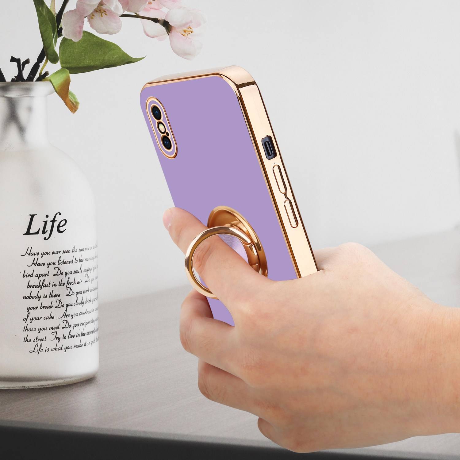 Cadorabo Schutzhülle für Apple iPhone XS MAX Hülle in Lila Etui Case Cover Kameraschutz magnetische Autohalterung