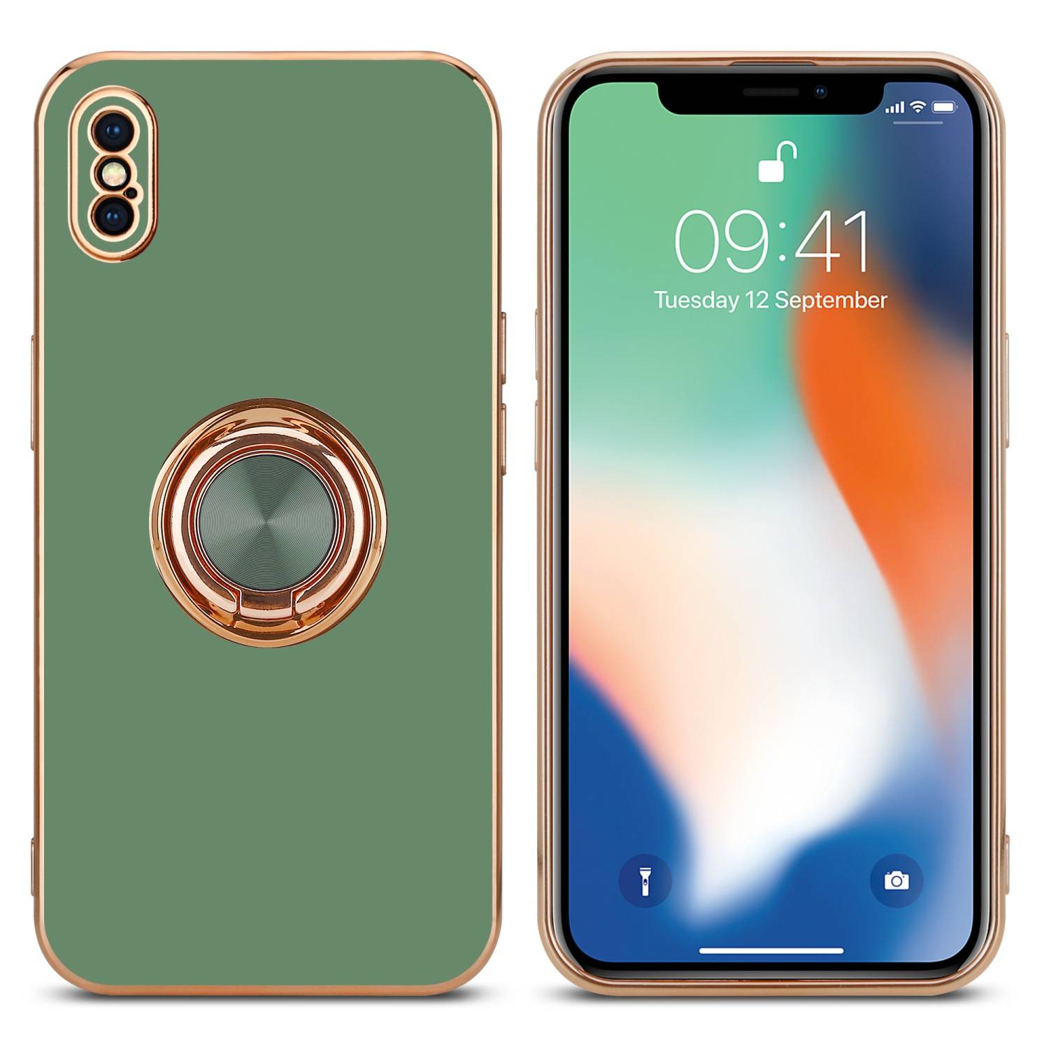 Cadorabo Schutzhülle für Apple iPhone XS MAX Hülle in Grün Etui Case Cover Kameraschutz magnetische Autohalterung