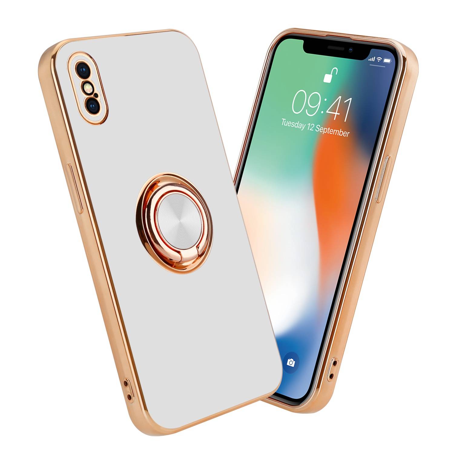 Cadorabo Schutzhülle für Apple iPhone XS MAX Hülle in Weiß Etui Case Cover Kameraschutz magnetische Autohalterung