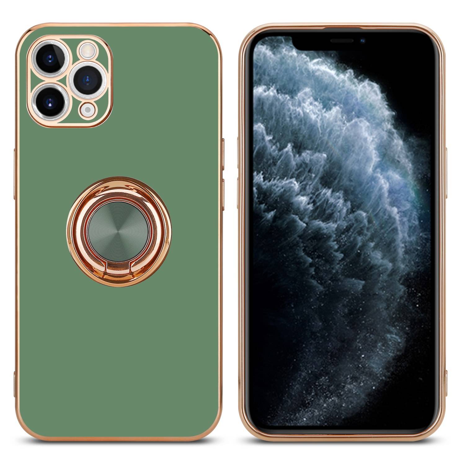 Cadorabo Schutzhülle für Apple iPhone 11 PRO Hülle in Grün Etui Case Cover Kameraschutz magnetische Autohalterung