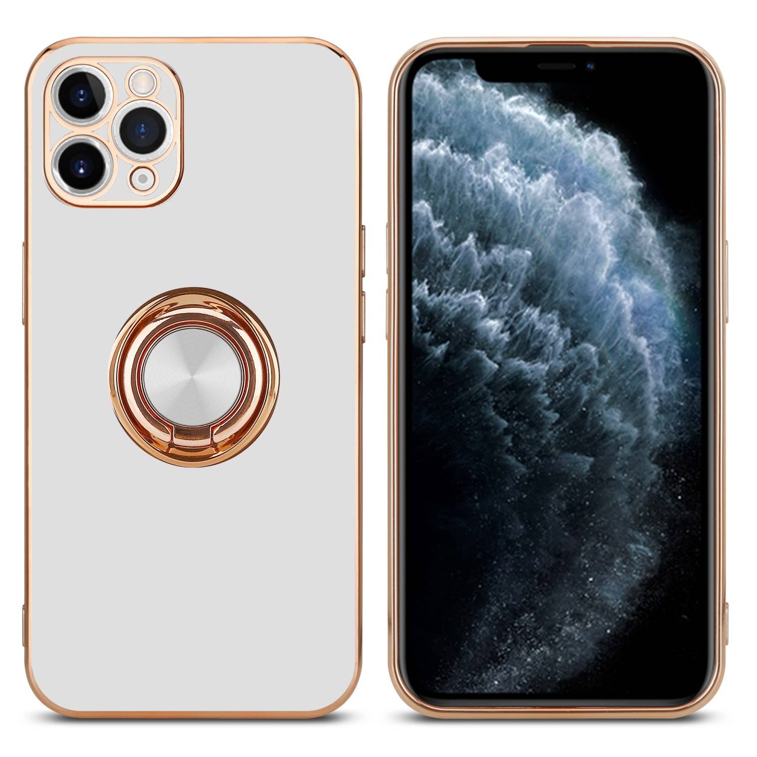 Cadorabo Schutzhülle für Apple iPhone 11 PRO Hülle in Weiß Etui Case Cover Kameraschutz magnetische Autohalterung