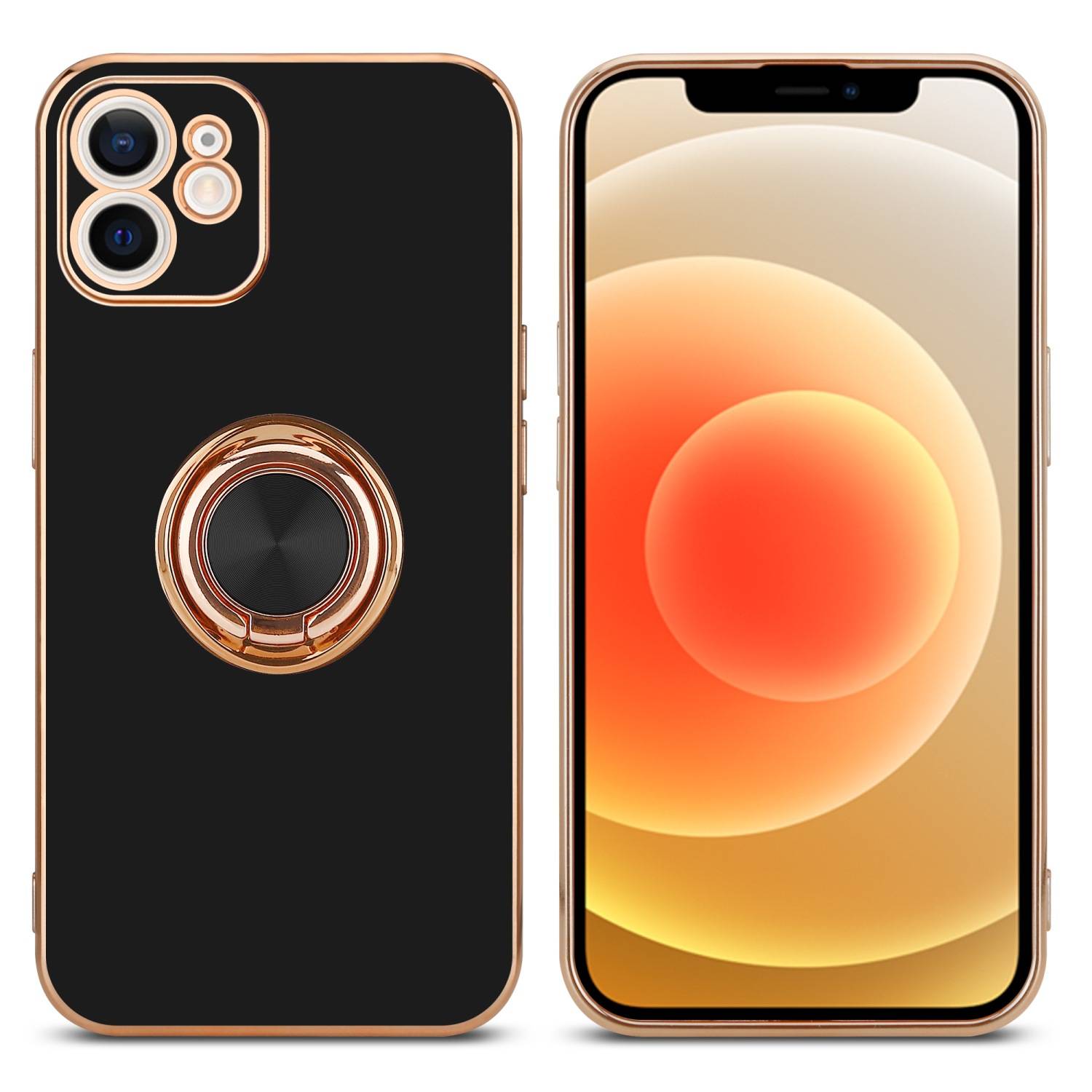 Cadorabo Schutzhülle für Apple iPhone 12 Hülle in Schwarz Etui Case Cover Kameraschutz magnetische Autohalterung