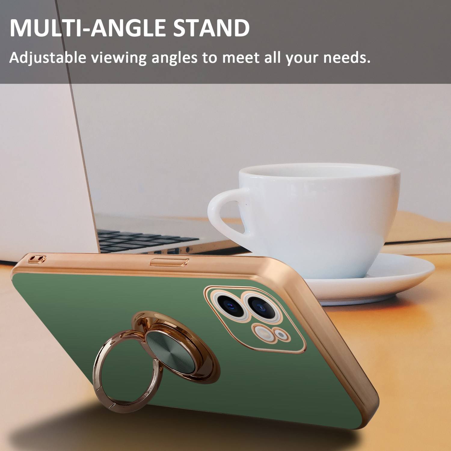 Cadorabo Schutzhülle für Apple iPhone 12 Hülle in Grün Etui Case Cover Kameraschutz magnetische Autohalterung