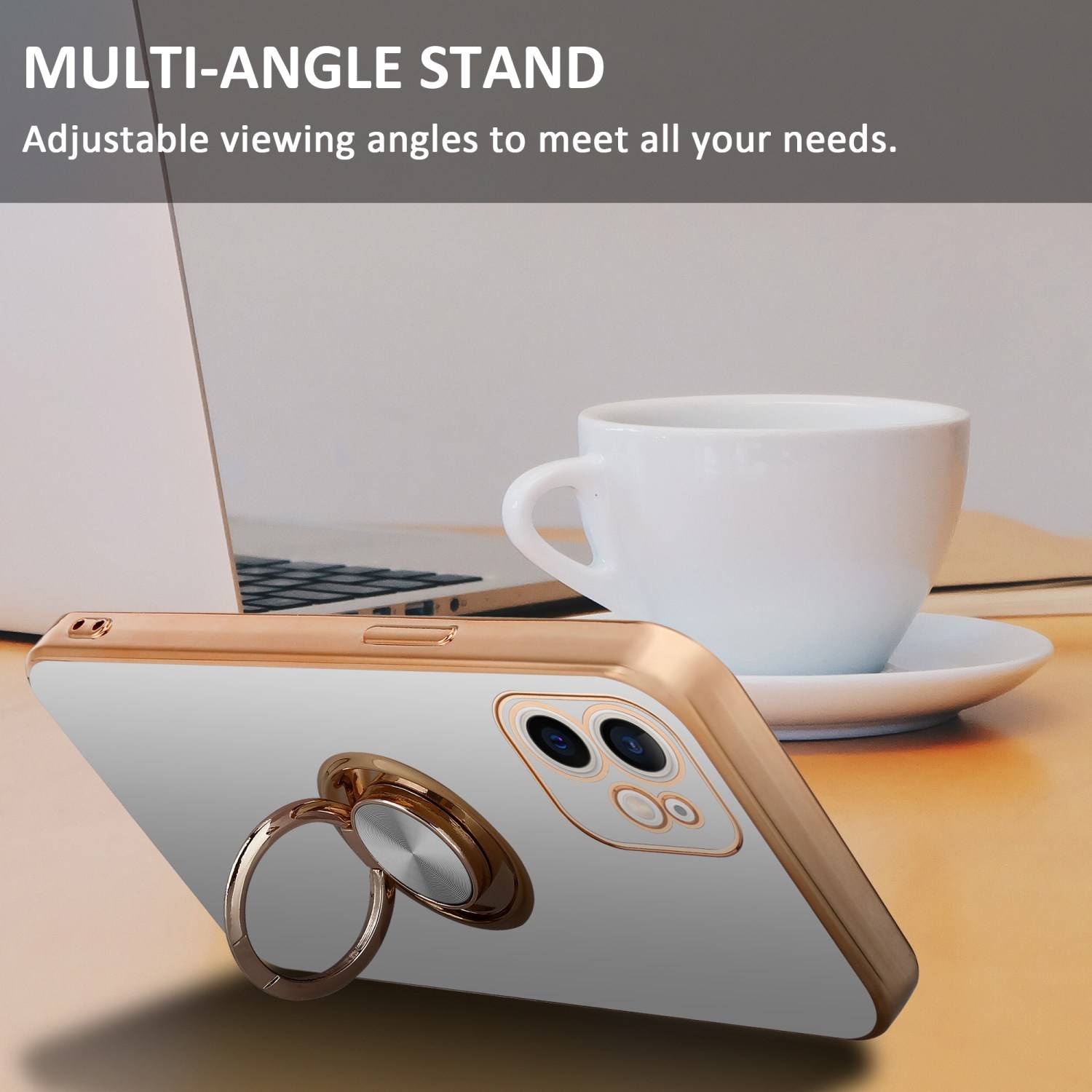 Cadorabo Schutzhülle für Apple iPhone 12 Hülle in Weiß Etui Case Cover Kameraschutz magnetische Autohalterung