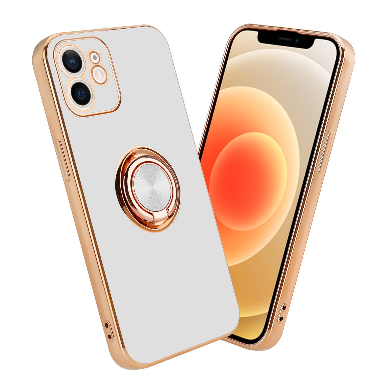 Cadorabo Schutzhülle für Apple iPhone 12 MINI Hülle in Weiß Etui Case Cover Kameraschutz magnetische Autohalterung