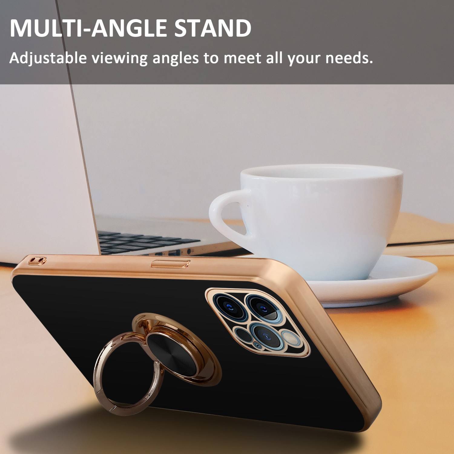 Cadorabo Schutzhülle für Apple iPhone 12 PRO Hülle in Schwarz Etui Case Cover Kameraschutz magnetische Autohalterung