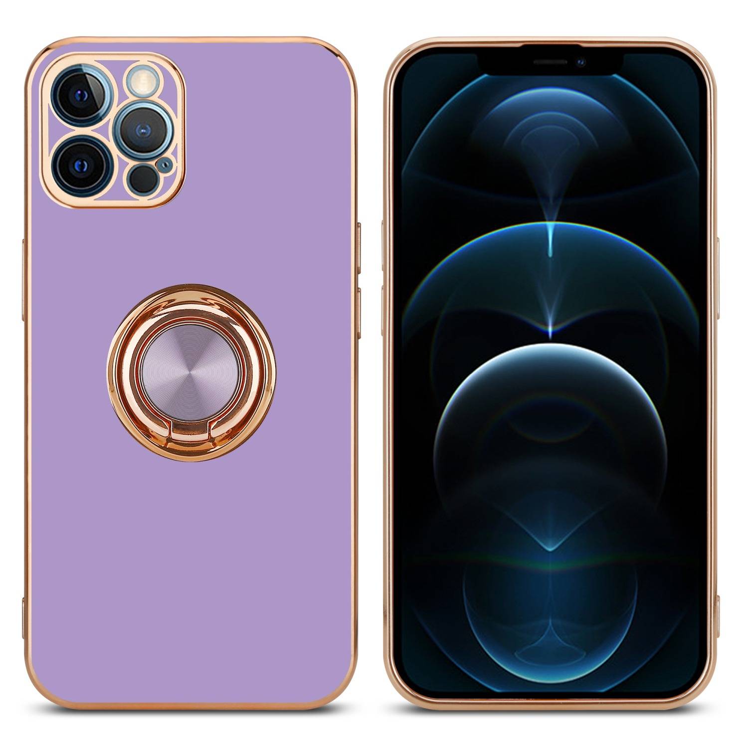 Cadorabo Schutzhülle für Apple iPhone 12 PRO Hülle in Lila Etui Case Cover Kameraschutz magnetische Autohalterung