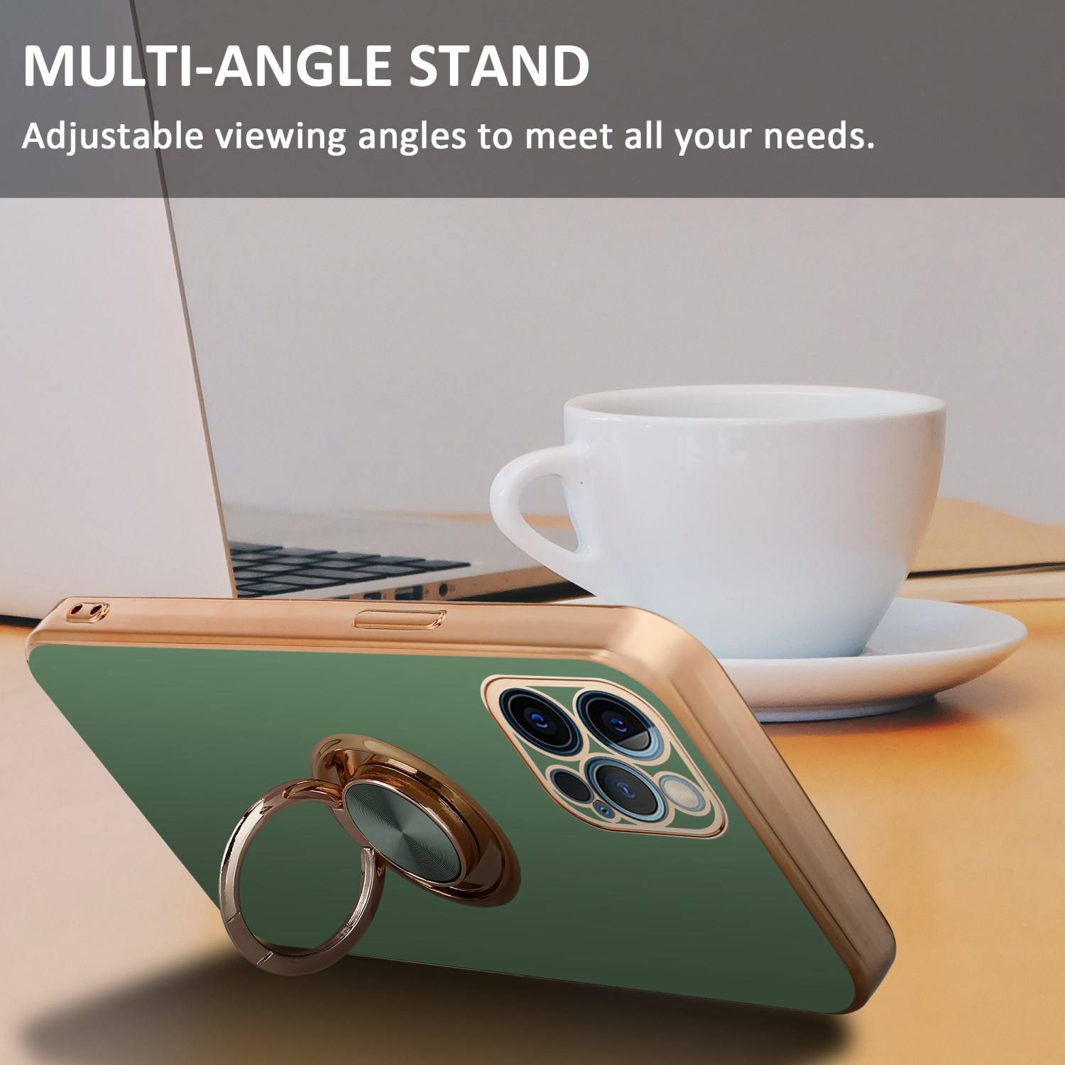 Cadorabo Schutzhülle für Apple iPhone 12 PRO Hülle in Grün Etui Case Cover Kameraschutz magnetische Autohalterung