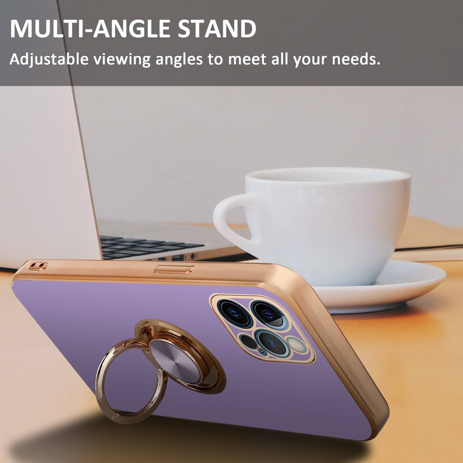 Cadorabo Schutzhülle für Apple iPhone 12 PRO MAX Hülle in Lila Etui Case Cover Kameraschutz magnetische Autohalterung