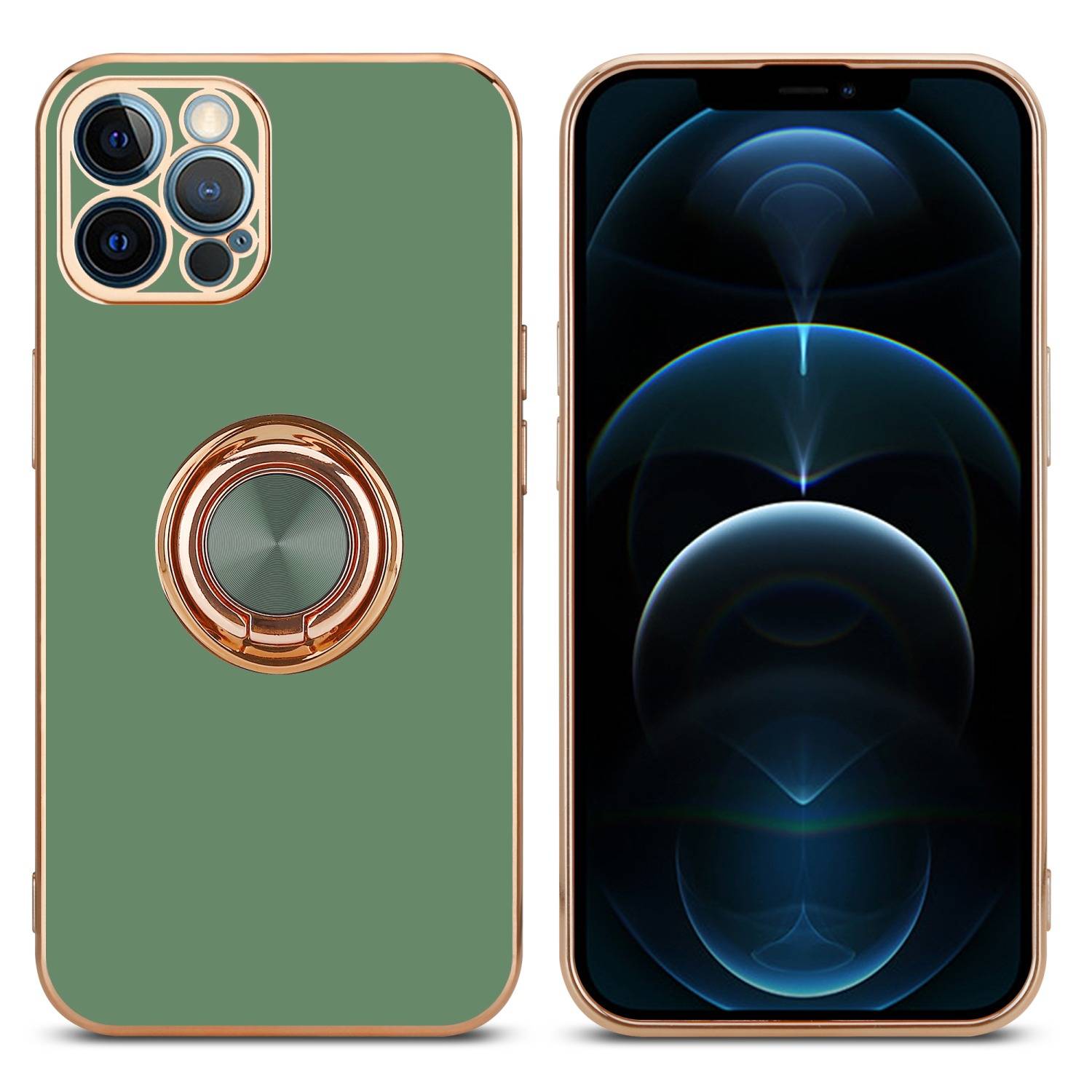 Cadorabo Schutzhülle für Apple iPhone 12 PRO MAX Hülle in Grün Etui Case Cover Kameraschutz magnetische Autohalterung