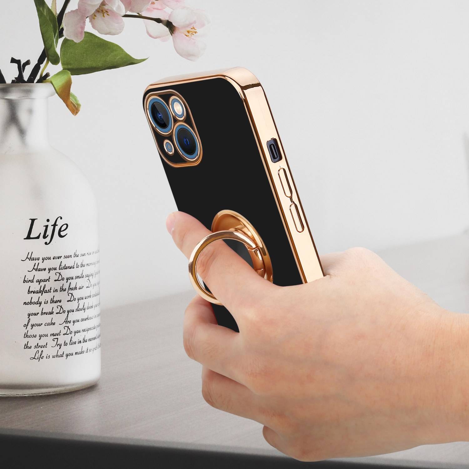 Cadorabo Schutzhülle für Apple iPhone 13 Hülle in Schwarz Etui Case Cover Kameraschutz magnetische Autohalterung