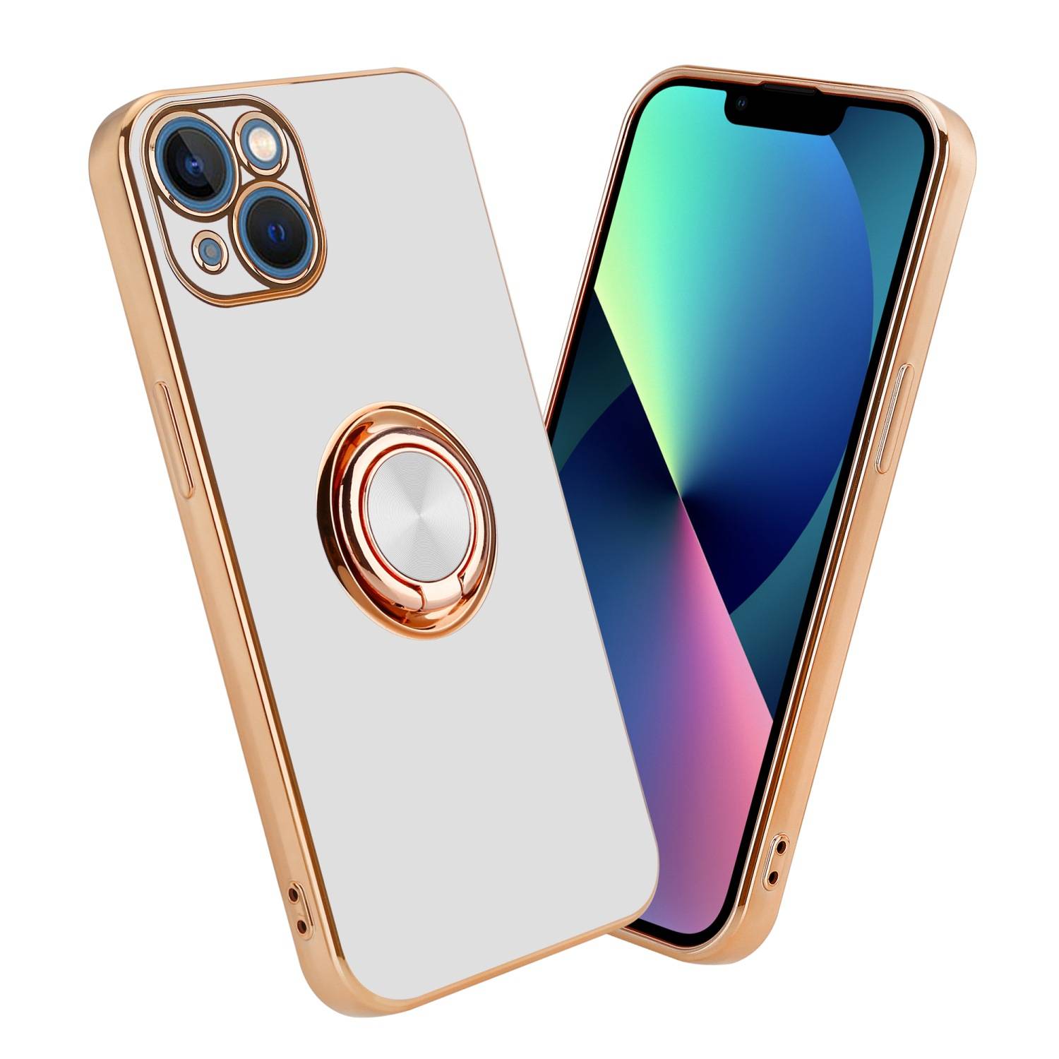 Cadorabo Schutzhülle für Apple iPhone 13 Hülle in Weiß Etui Case Cover Kameraschutz magnetische Autohalterung