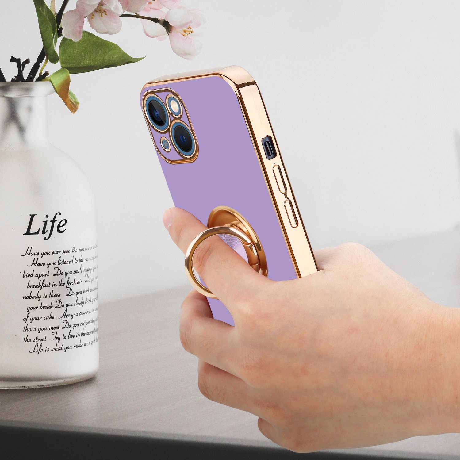 Cadorabo Schutzhülle für Apple iPhone 13 MINI Hülle in Lila Etui Case Cover Kameraschutz magnetische Autohalterung