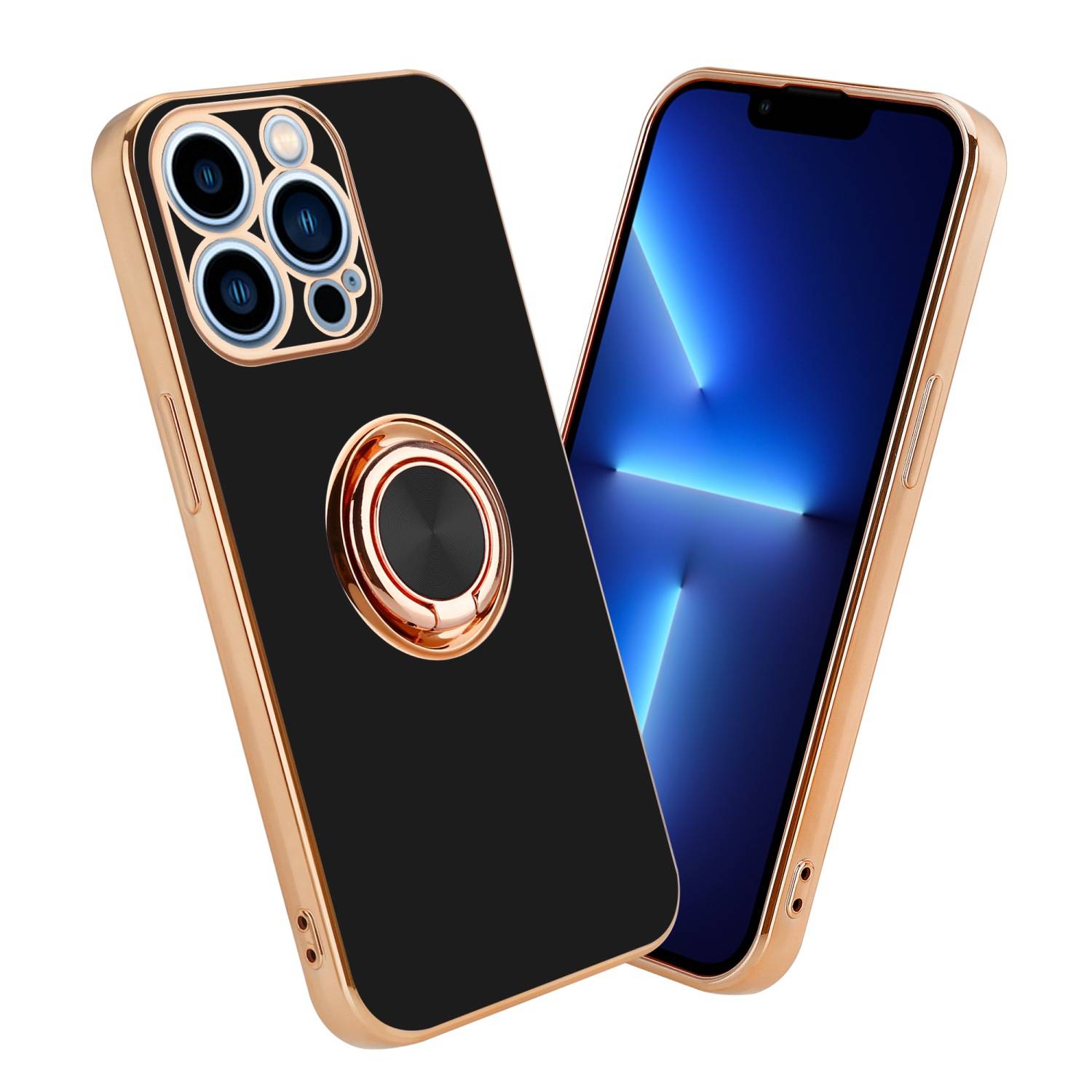 Cadorabo Schutzhülle für Apple iPhone 13 PRO Hülle in Schwarz Etui Case Cover Kameraschutz magnetische Autohalterung