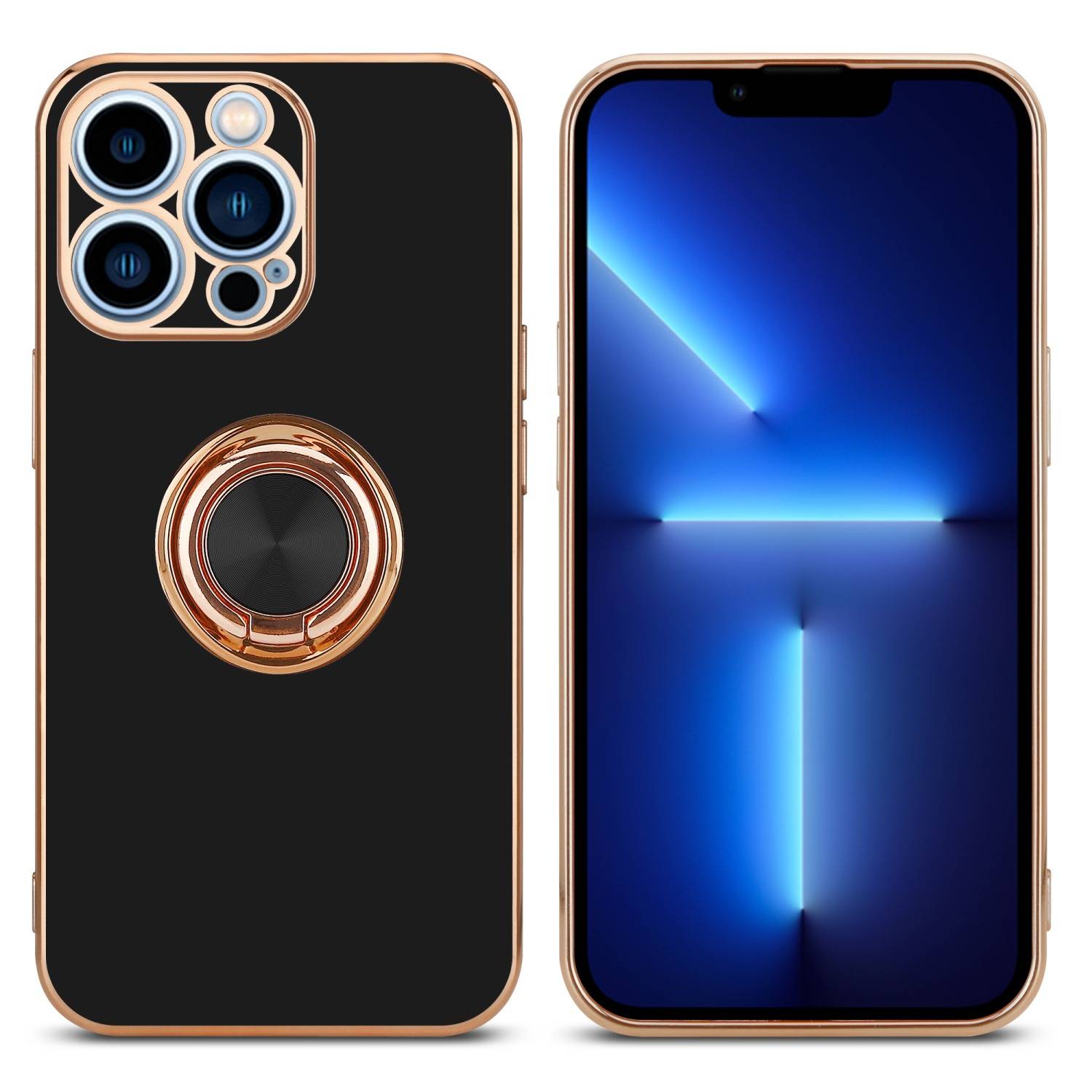 Cadorabo Schutzhülle für Apple iPhone 13 PRO Hülle in Schwarz Etui Case Cover Kameraschutz magnetische Autohalterung