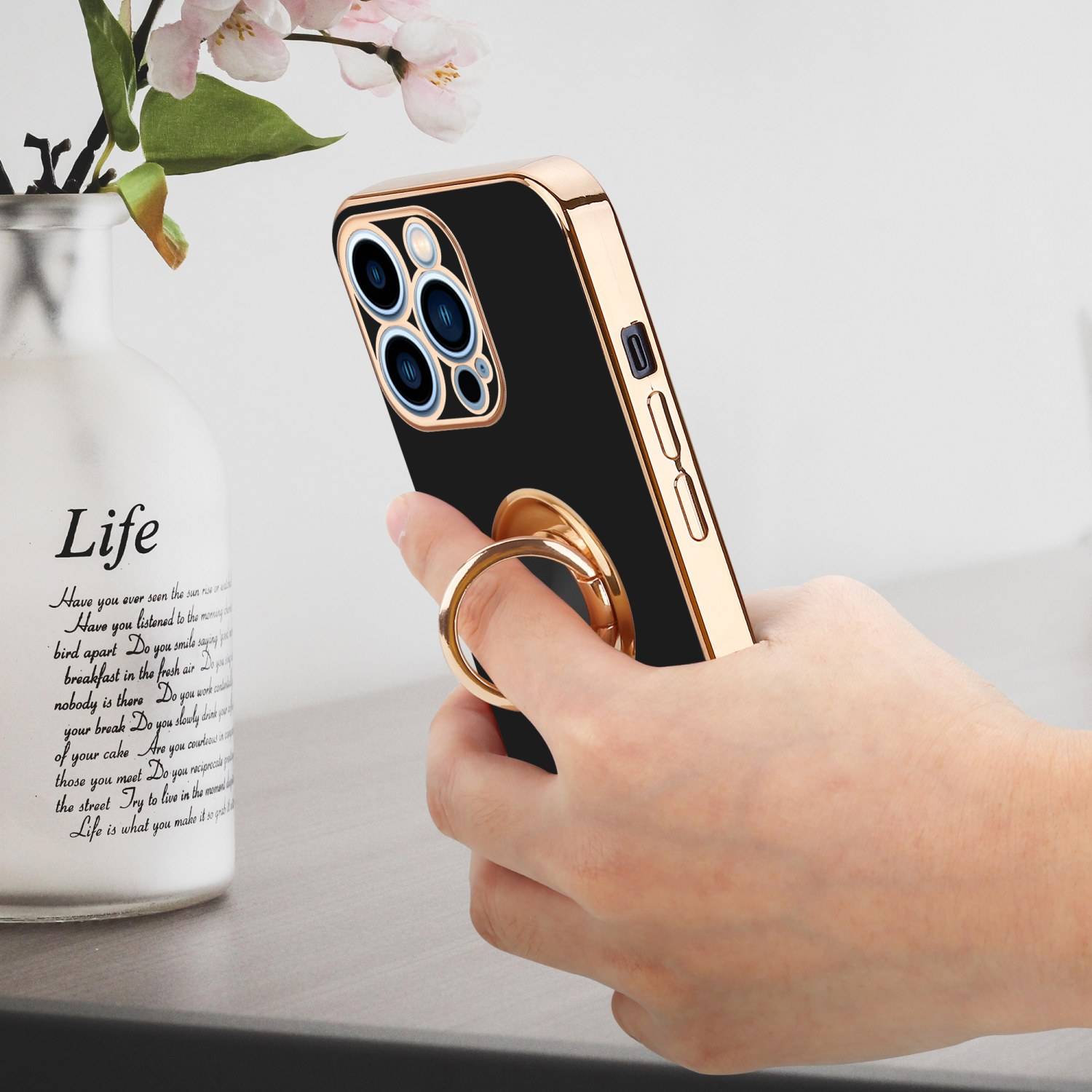 Cadorabo Schutzhülle für Apple iPhone 13 PRO Hülle in Schwarz Etui Case Cover Kameraschutz magnetische Autohalterung