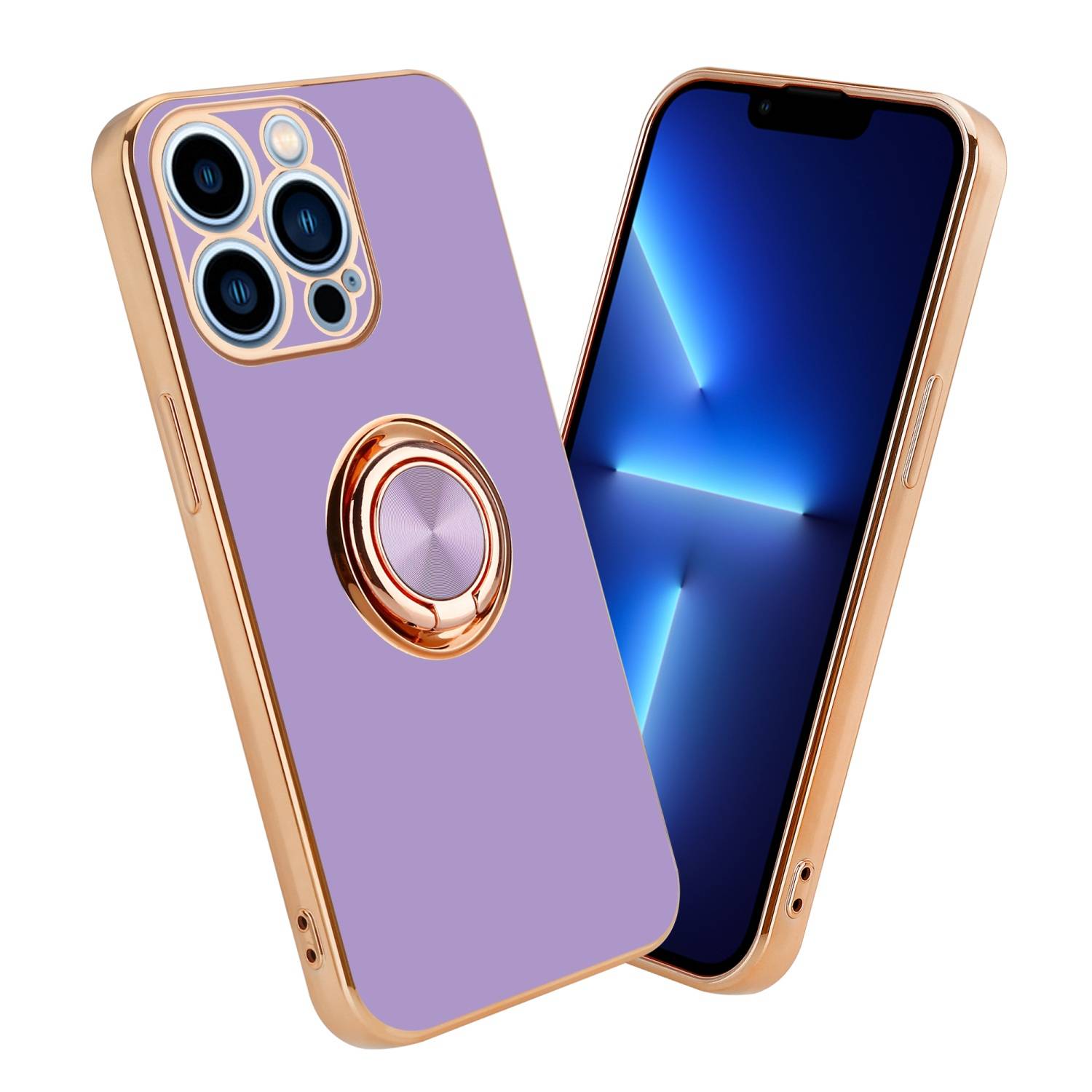 Cadorabo Schutzhülle für Apple iPhone 13 PRO MAX Hülle in Lila Etui Case Cover Kameraschutz magnetische Autohalterung