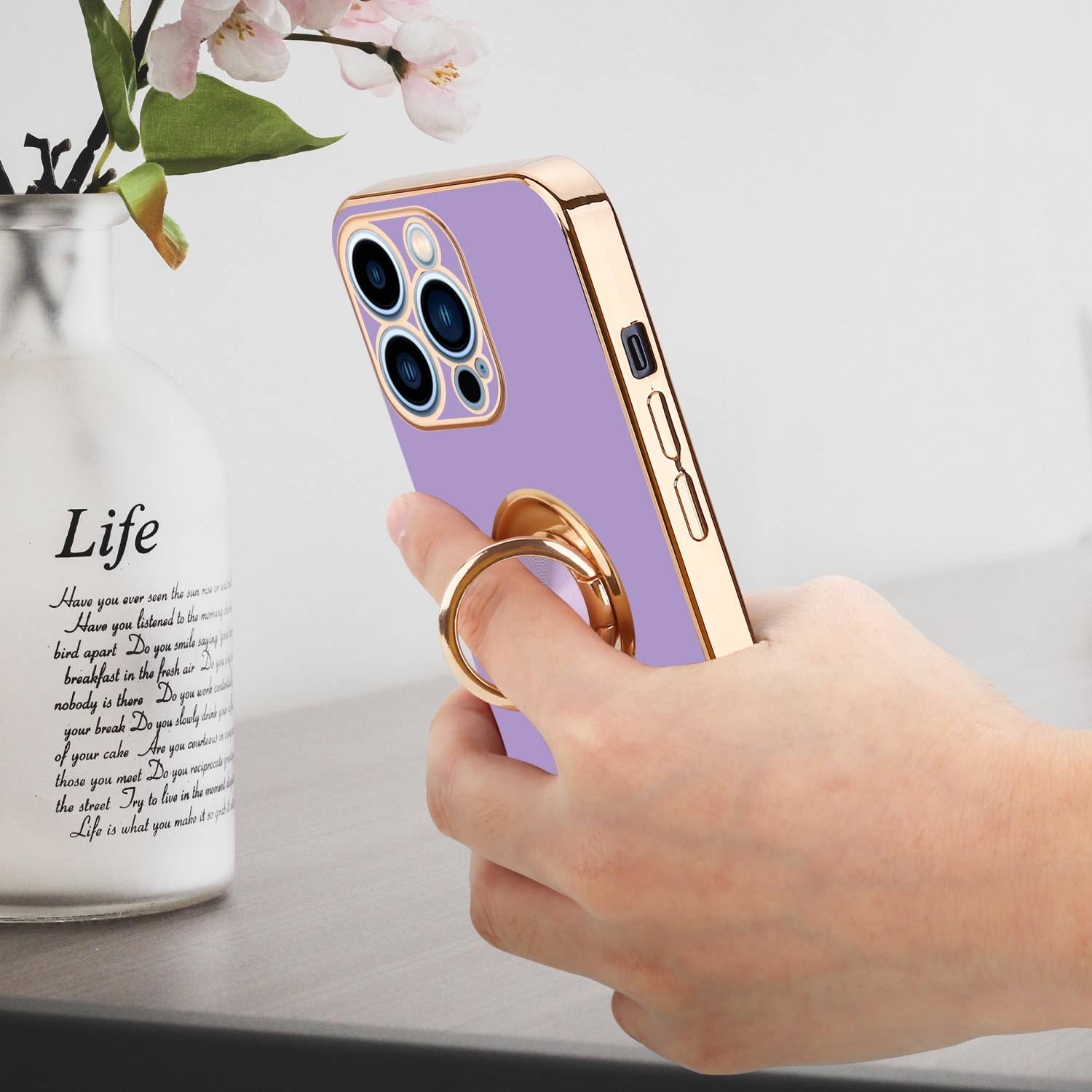 Cadorabo Schutzhülle für Apple iPhone 13 PRO MAX Hülle in Lila Etui Case Cover Kameraschutz magnetische Autohalterung