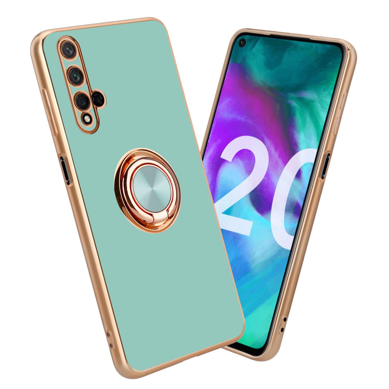 Cadorabo Schutzhülle für Honor 20 / 20S / Huawei NOVA 5T Hülle in Türkis Etui Case Cover Kameraschutz magnetische
