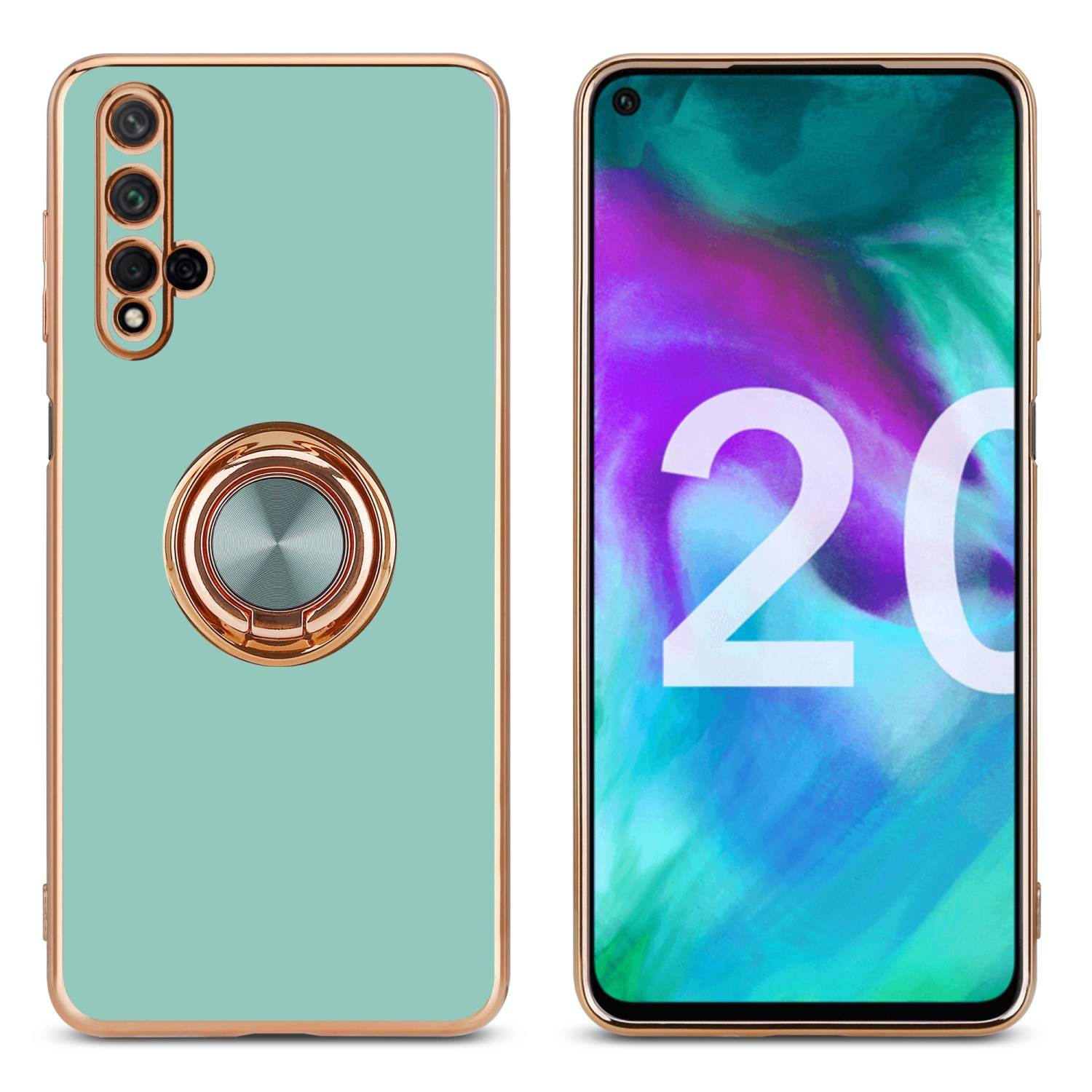 Cadorabo Schutzhülle für Honor 20 / 20S / Huawei NOVA 5T Hülle in Türkis Etui Case Cover Kameraschutz magnetische